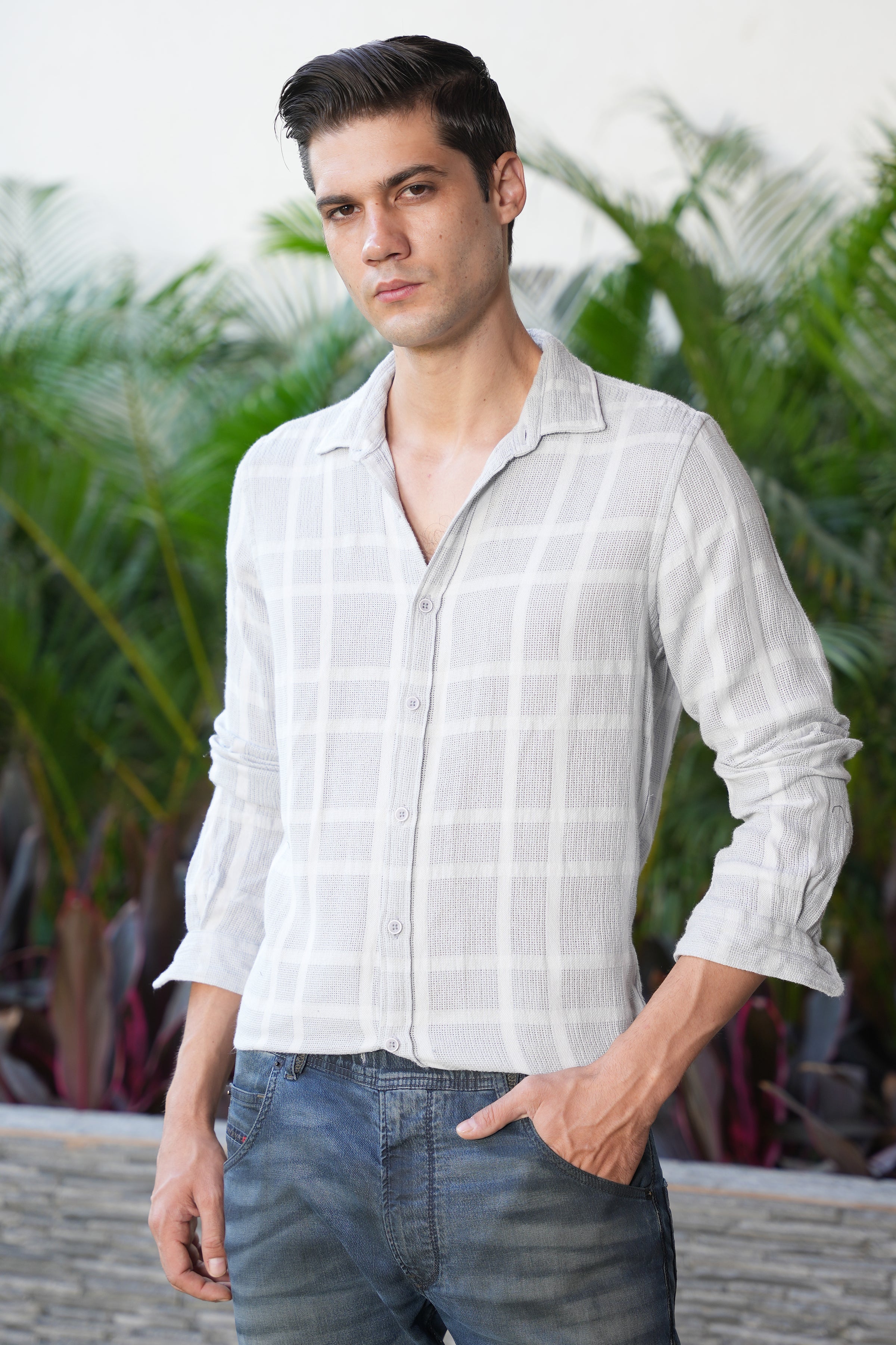 Men Structured Check Shirt