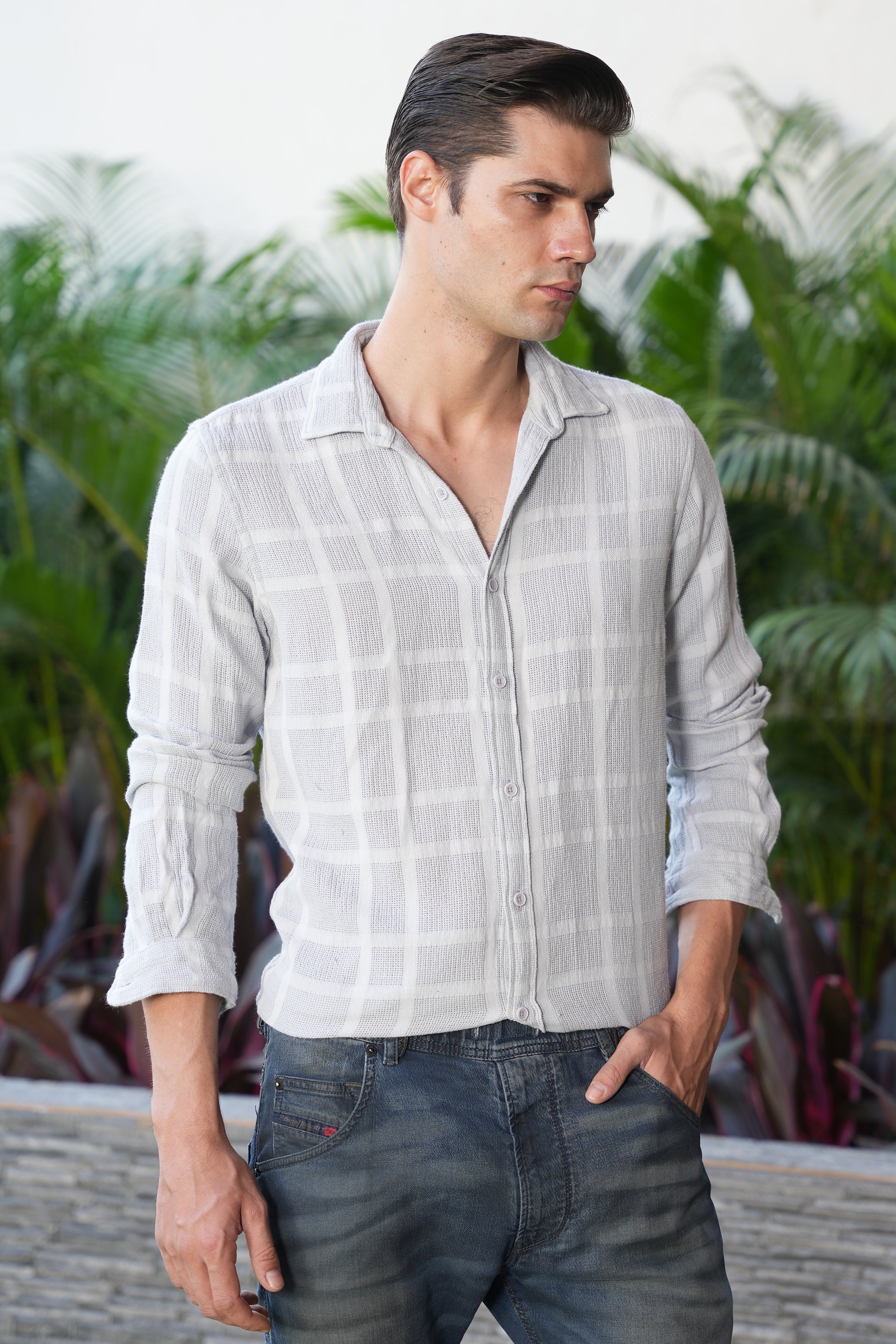 Men Structured Check Shirt