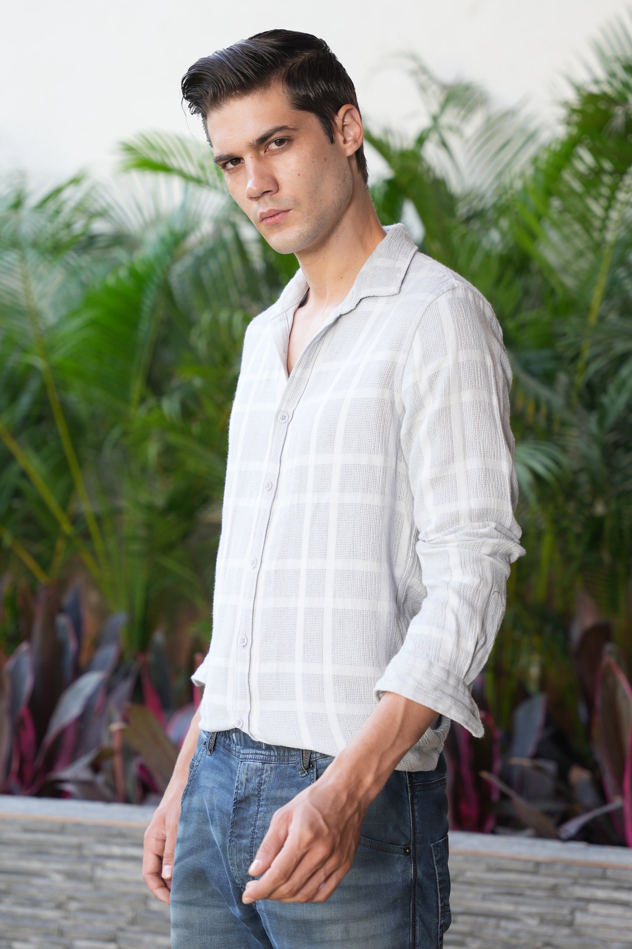 Men Structured Check Shirt