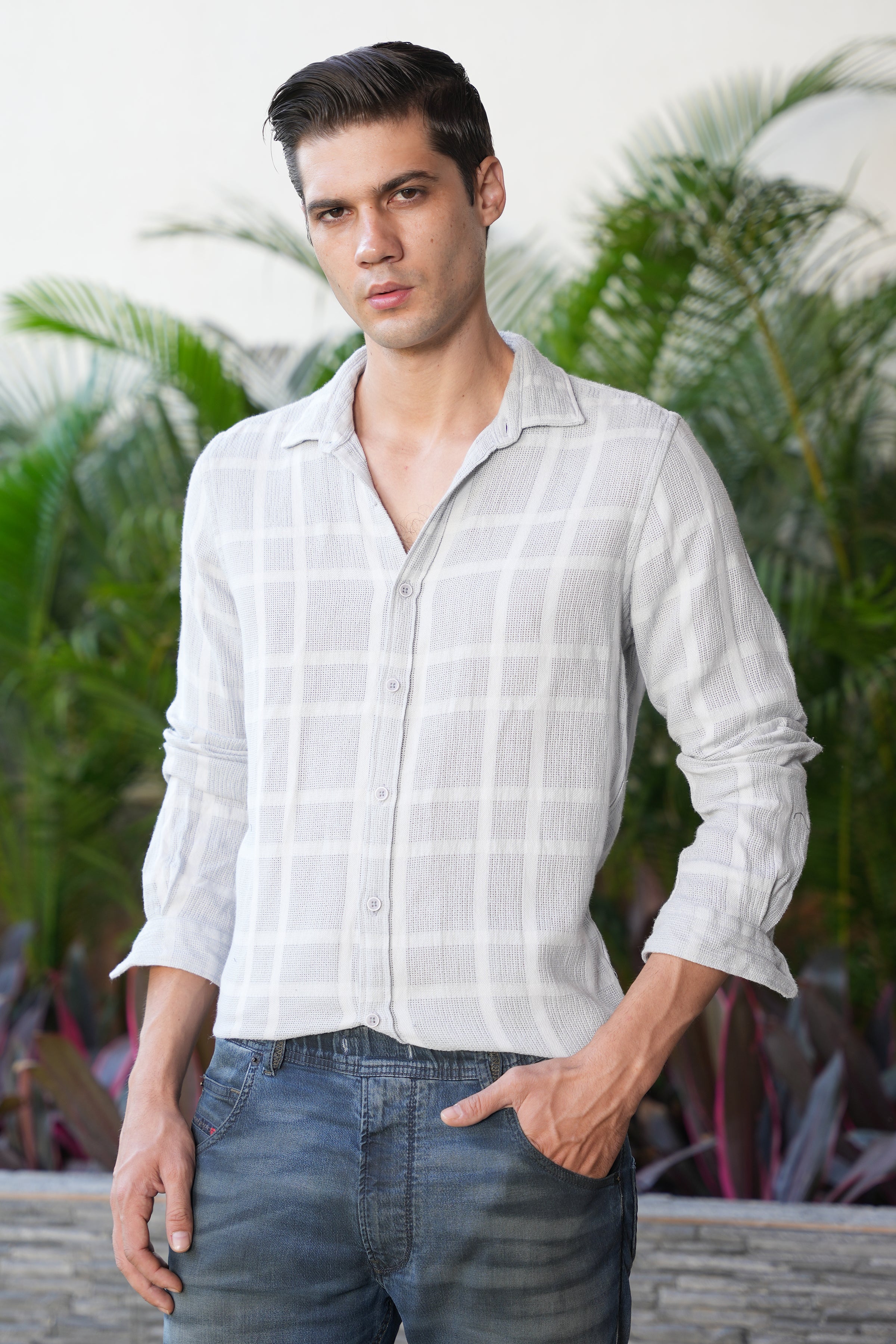 Men Structured Check Shirt