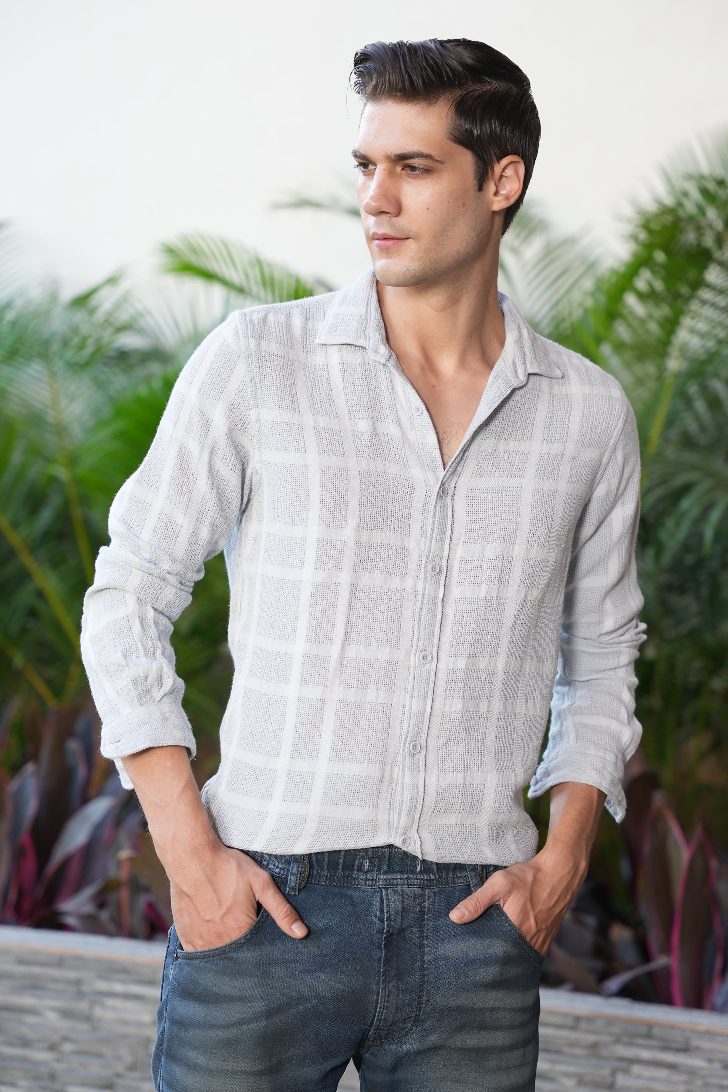 Men Structured Check Shirt