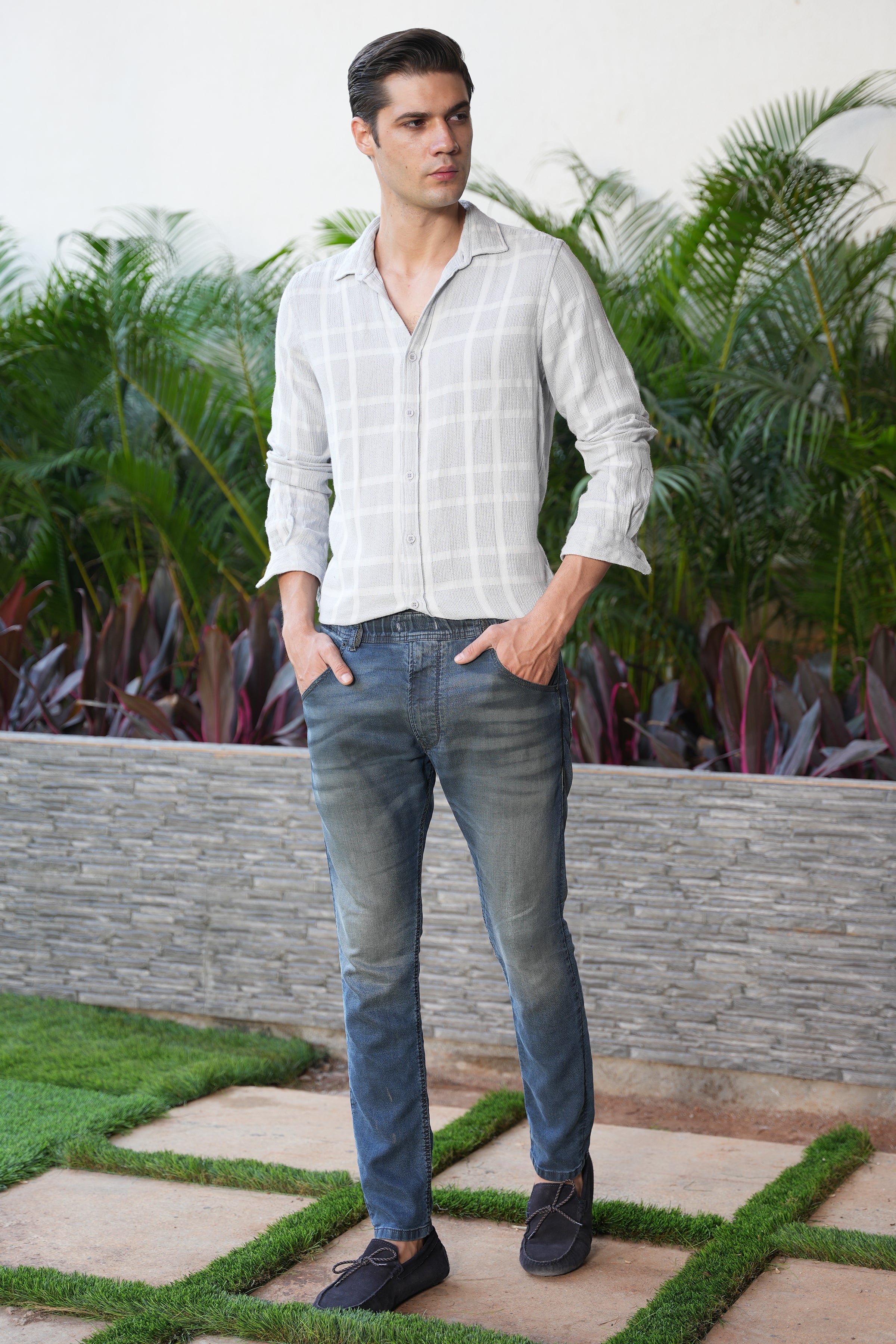 Men Structured Check Shirt