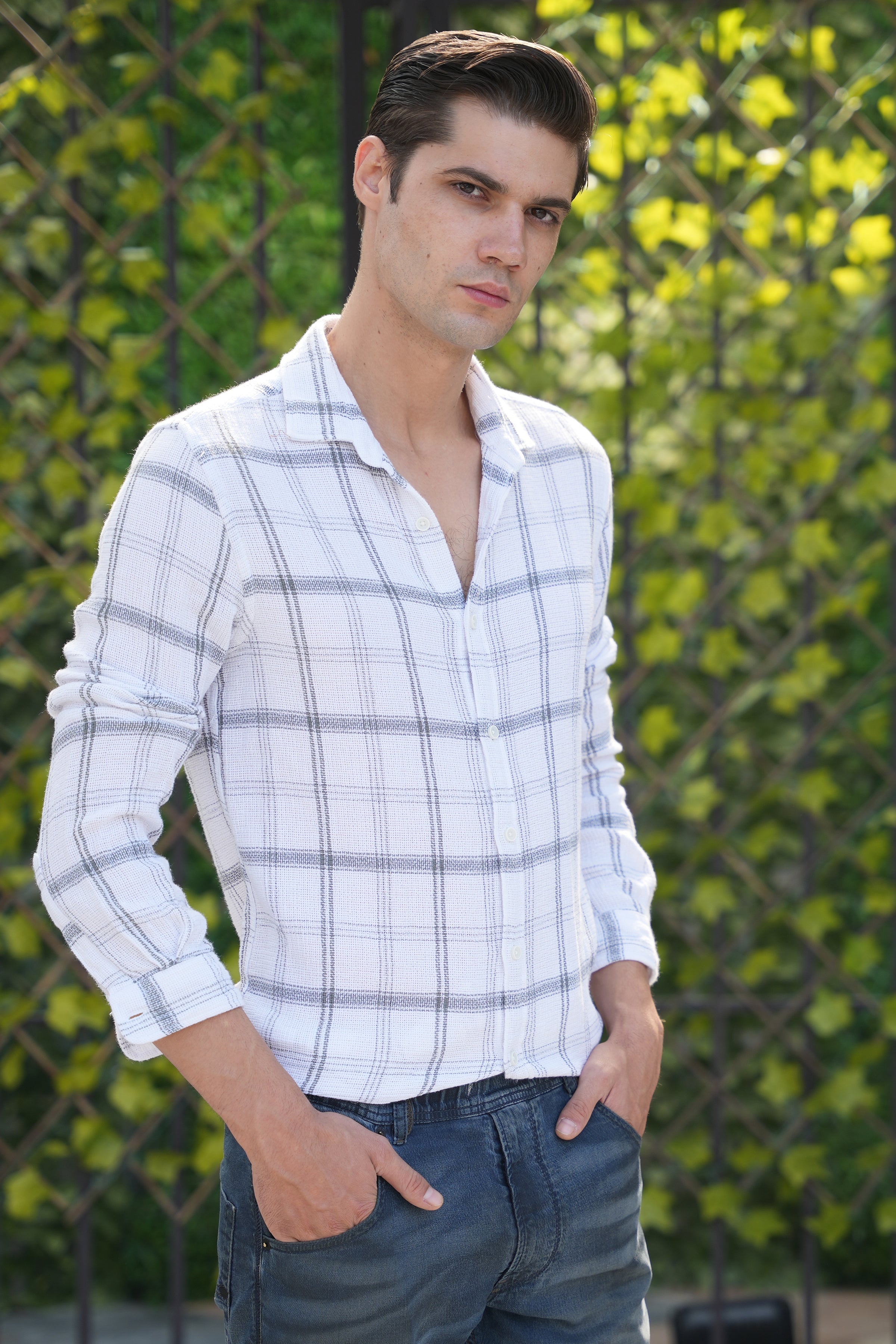 Men Textured Check Shirt