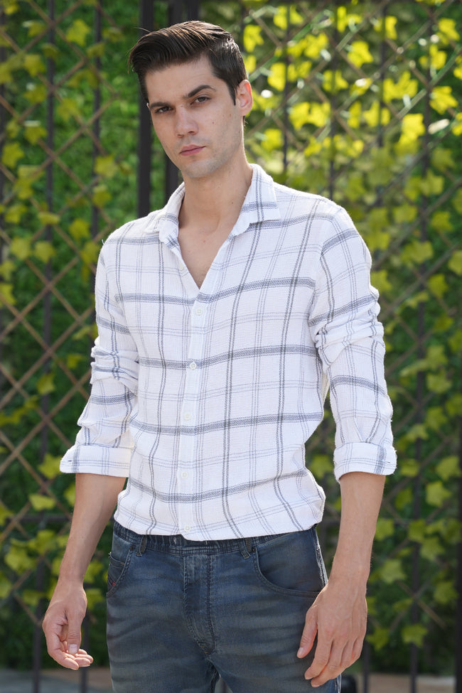Men Textured Check Shirt