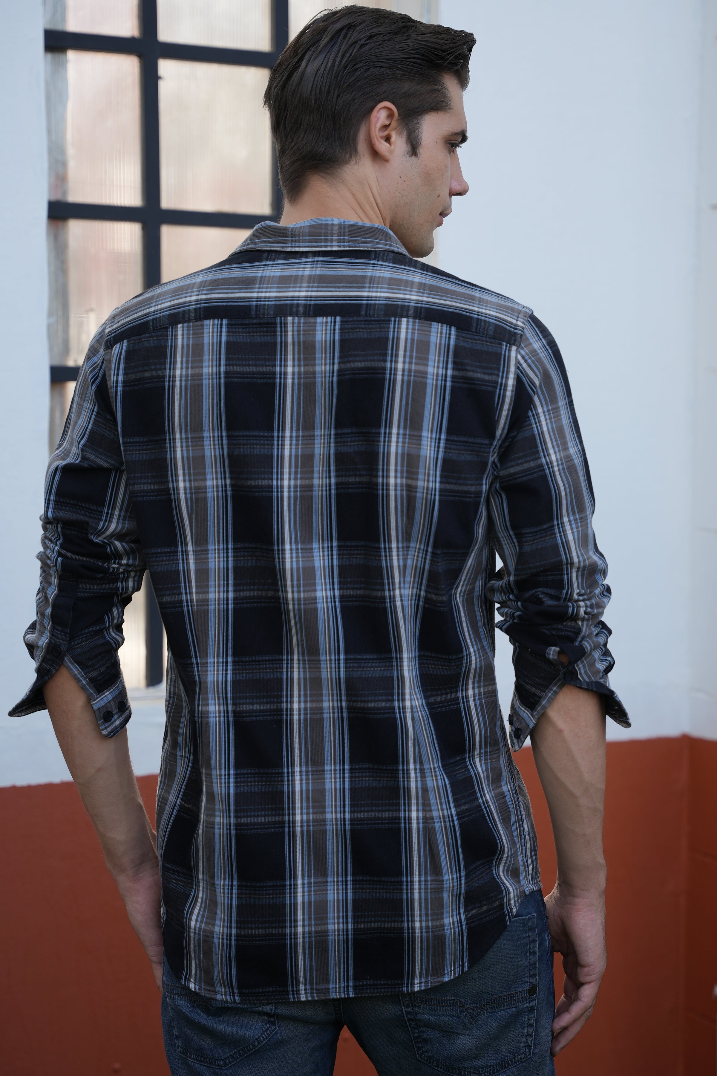 Men Corduroy Check Shirt