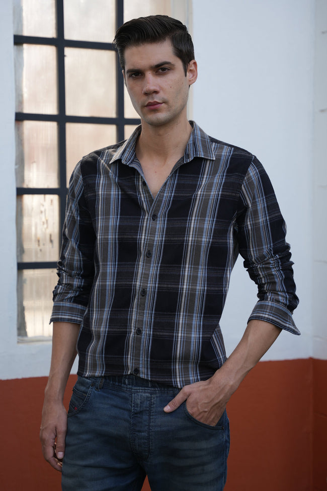 Men Corduroy Check Shirt