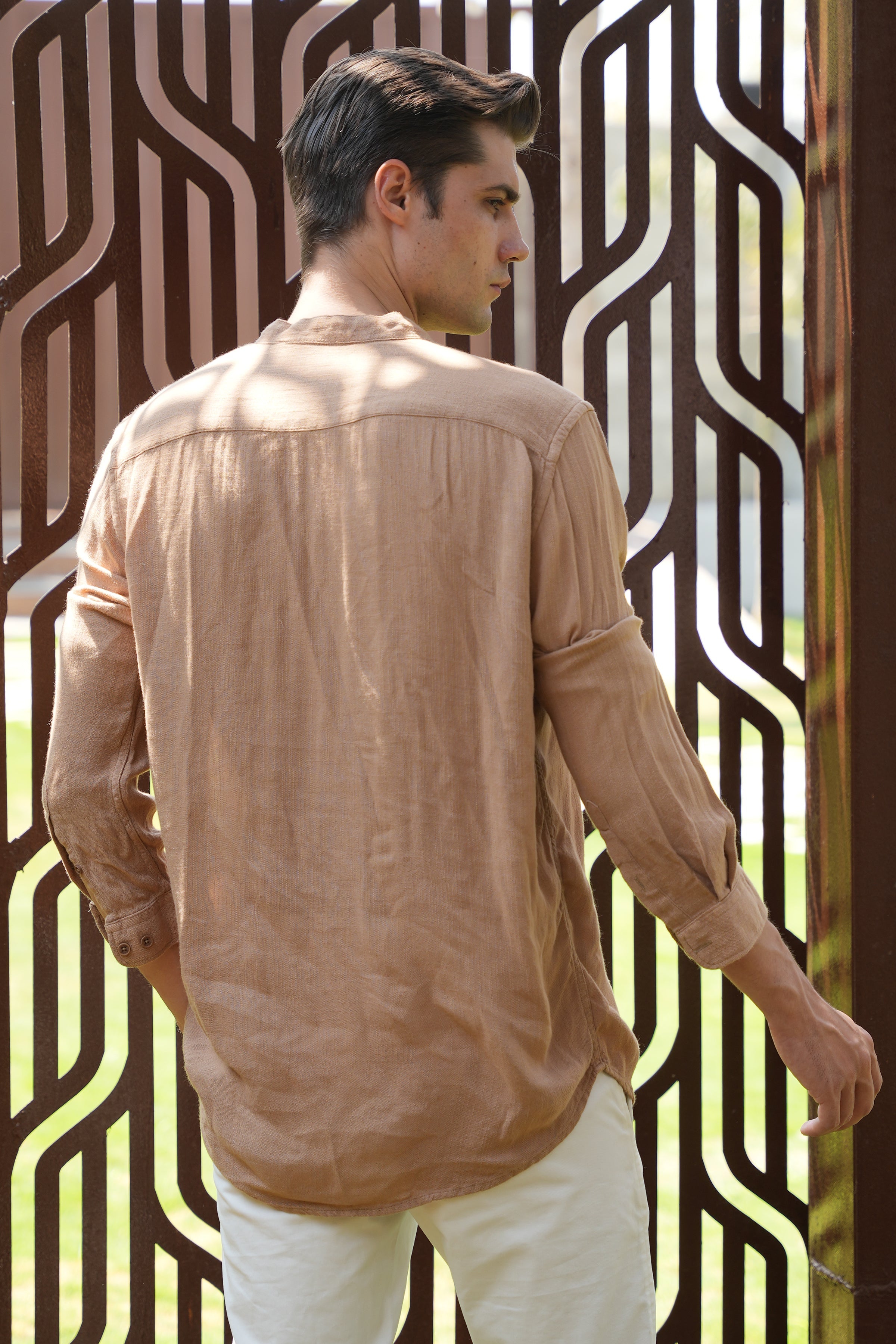 Men River Linen Kurta Khaki Vibe
