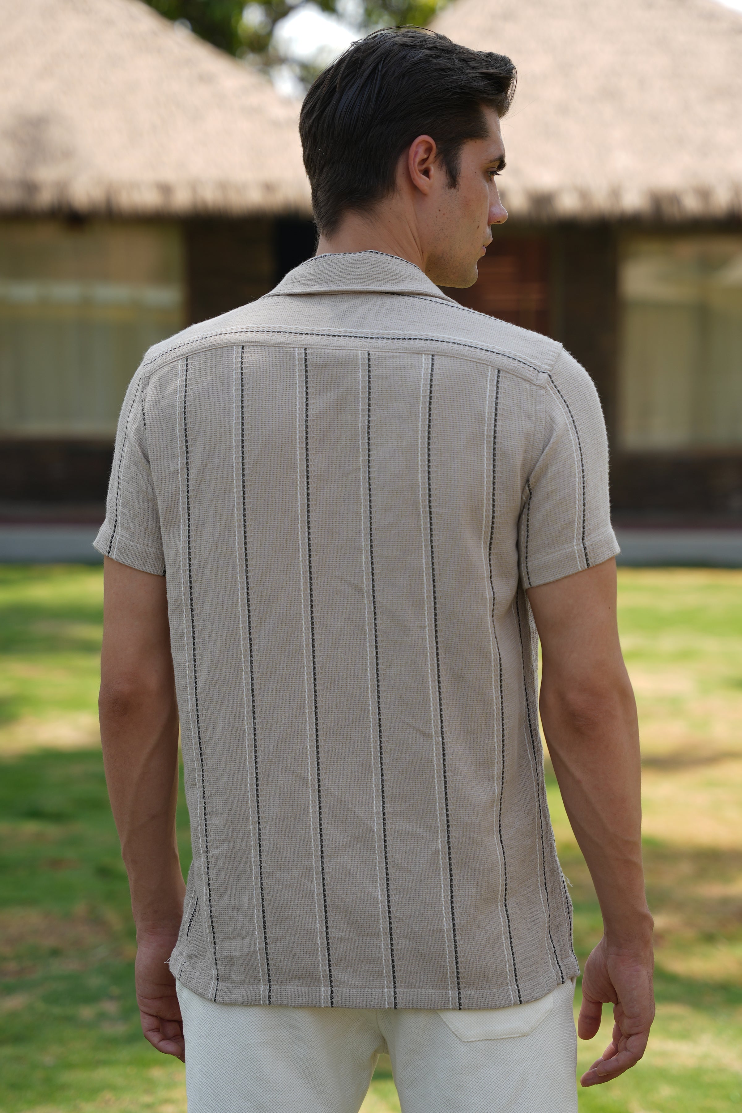 Men Mansion Striped Shirt Khaki Game