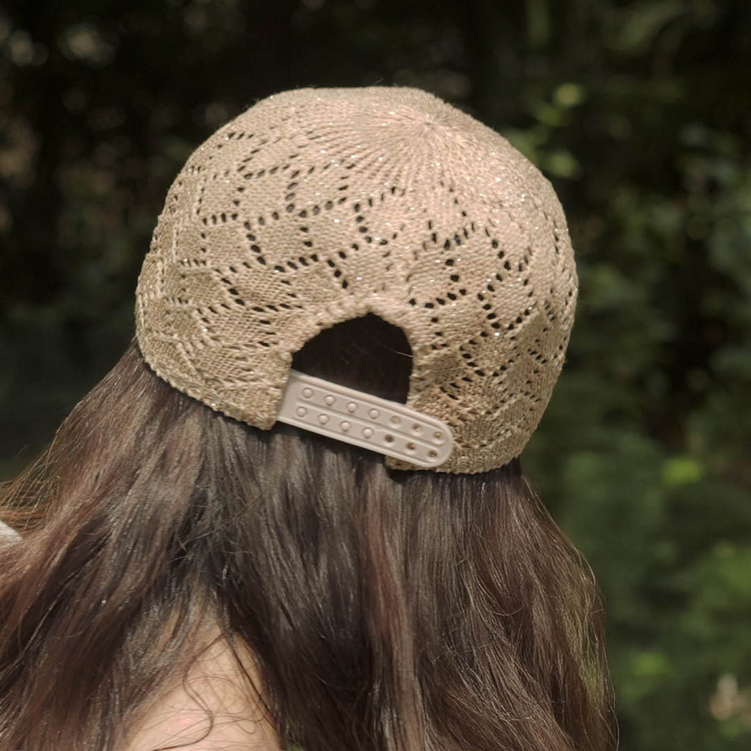 Beige Knitted Crochet Baseball Cap