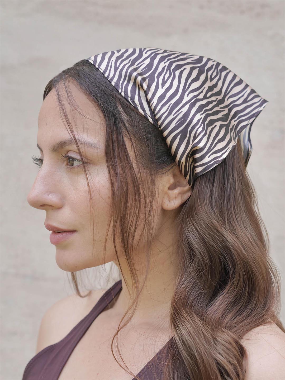 Brown Zebra Patterned Headscarf