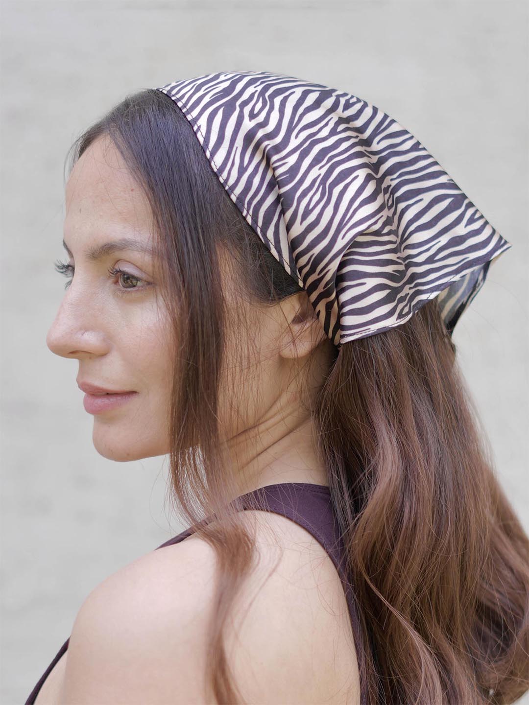 Brown Zebra Patterned Headscarf