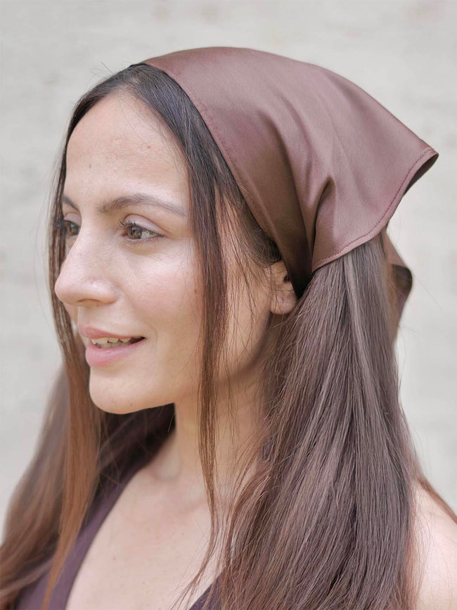 Multi Neutral Silk Satin Elastic Headscarf Set of 3