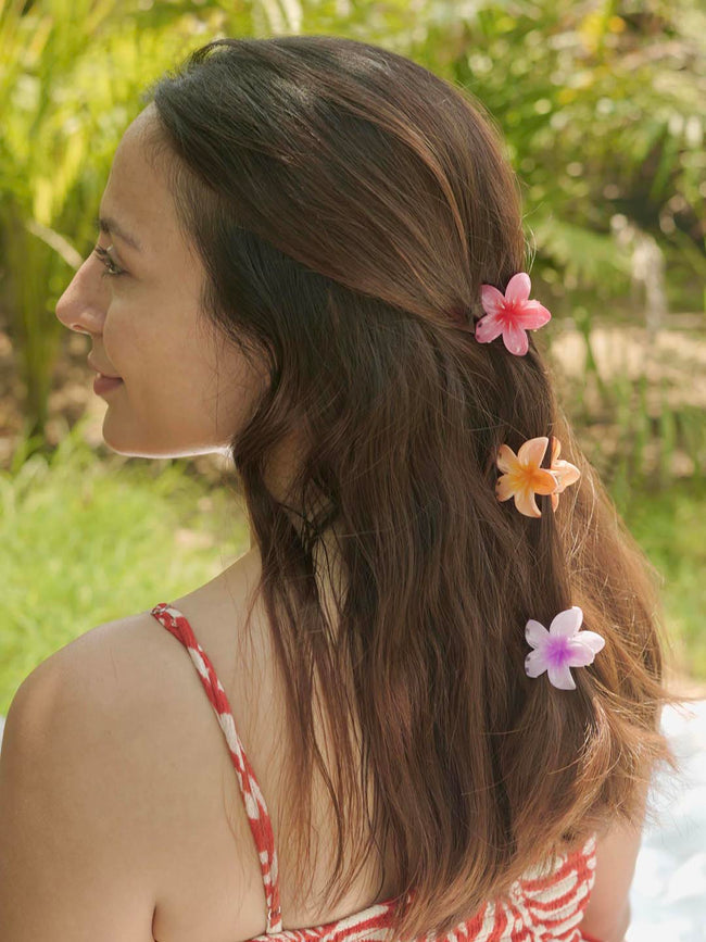 Multi Flower Hair Claw Clips with Free Pouch Set of 6