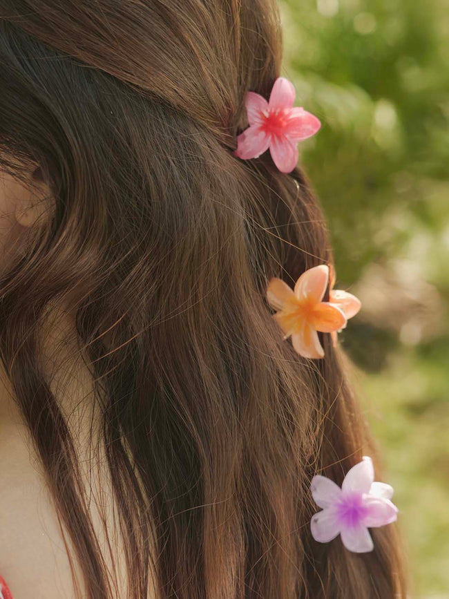 Multi Flower Hair Claw Clips with Free Pouch Set of 6