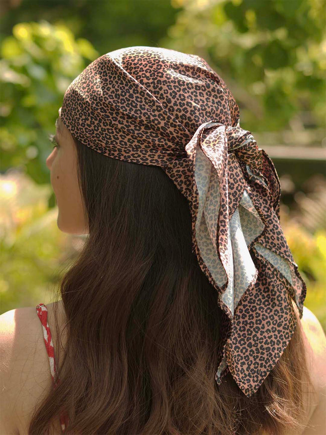 Brown Blossom Bandana Scarf