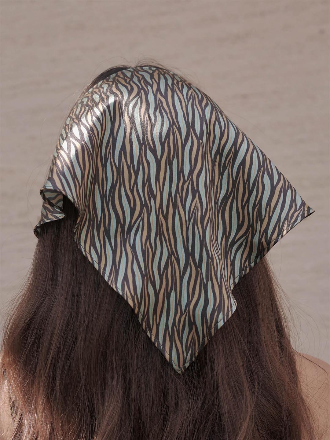Green Zebra Patterned Headscarf