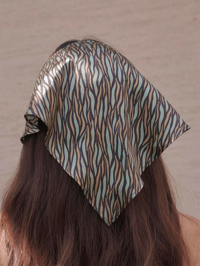 Green Zebra Patterned Headscarf