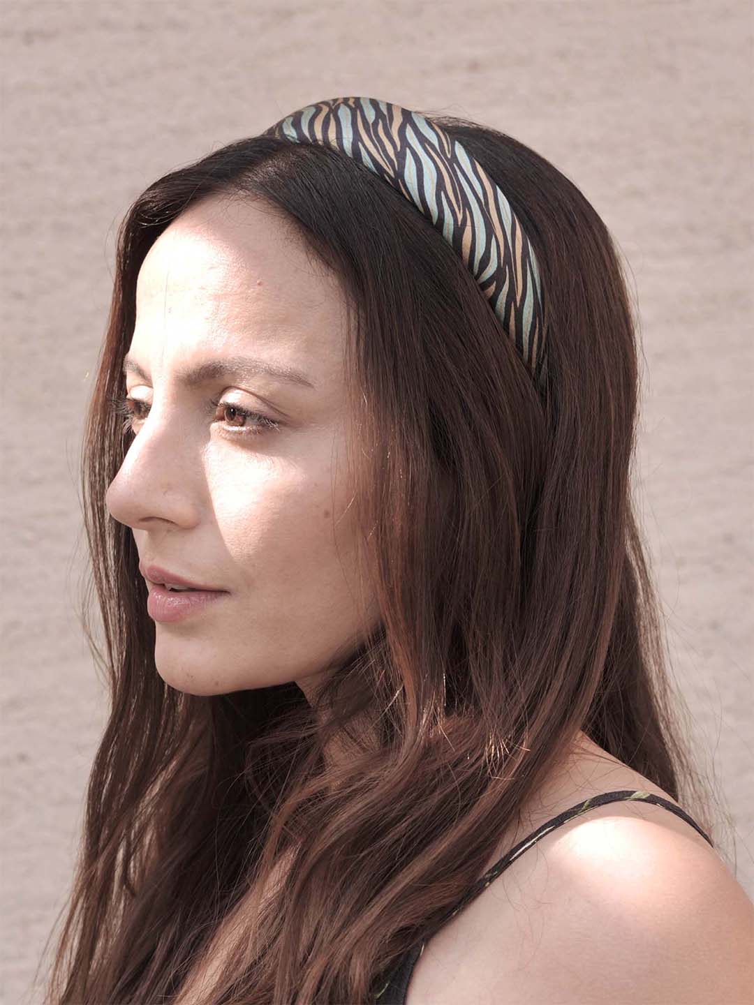 Women Green Zebra Puff Hair Band