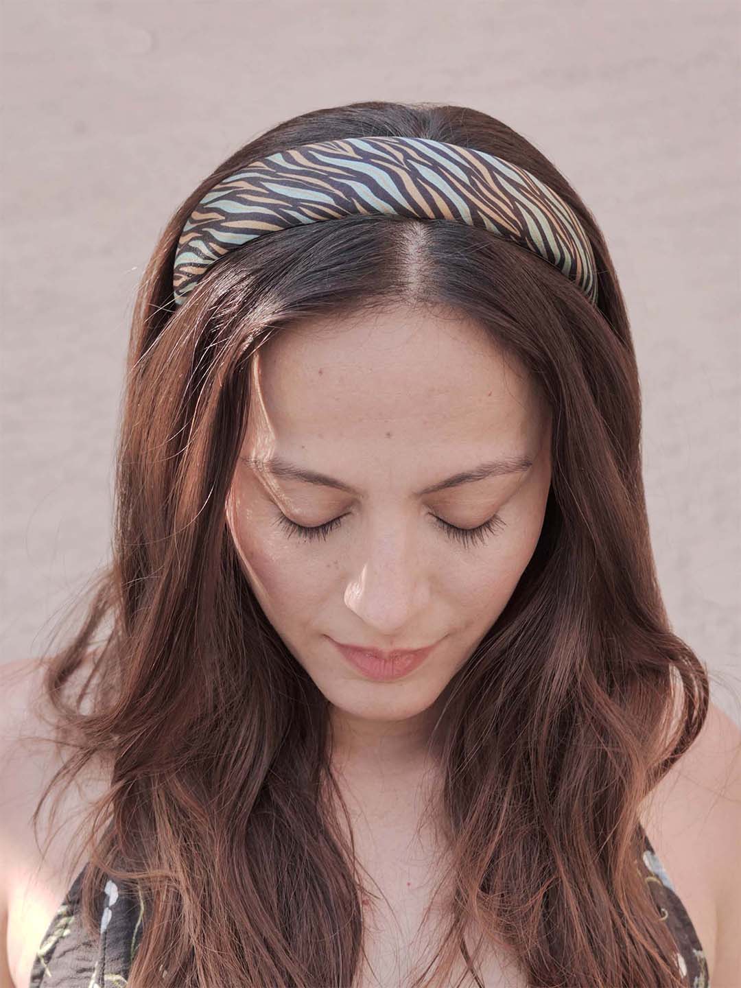 Women Green Zebra Puff Hair Band
