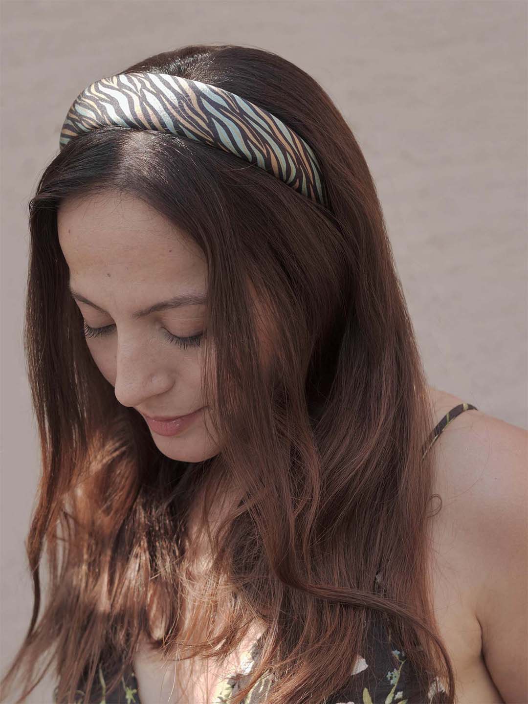 Women Green Zebra Puff Hair Band