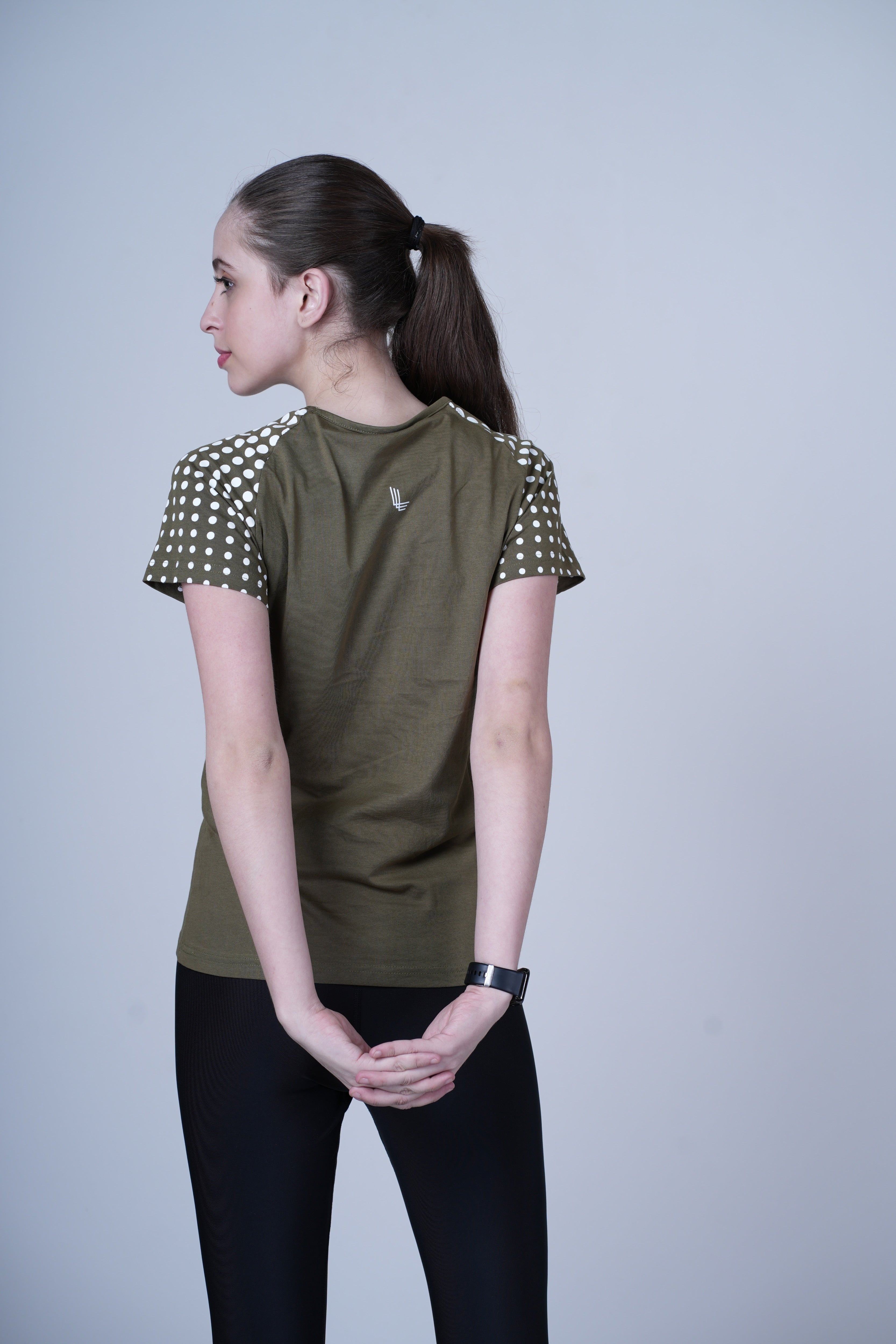 Womens Olive Cotton Regular T-Shirt