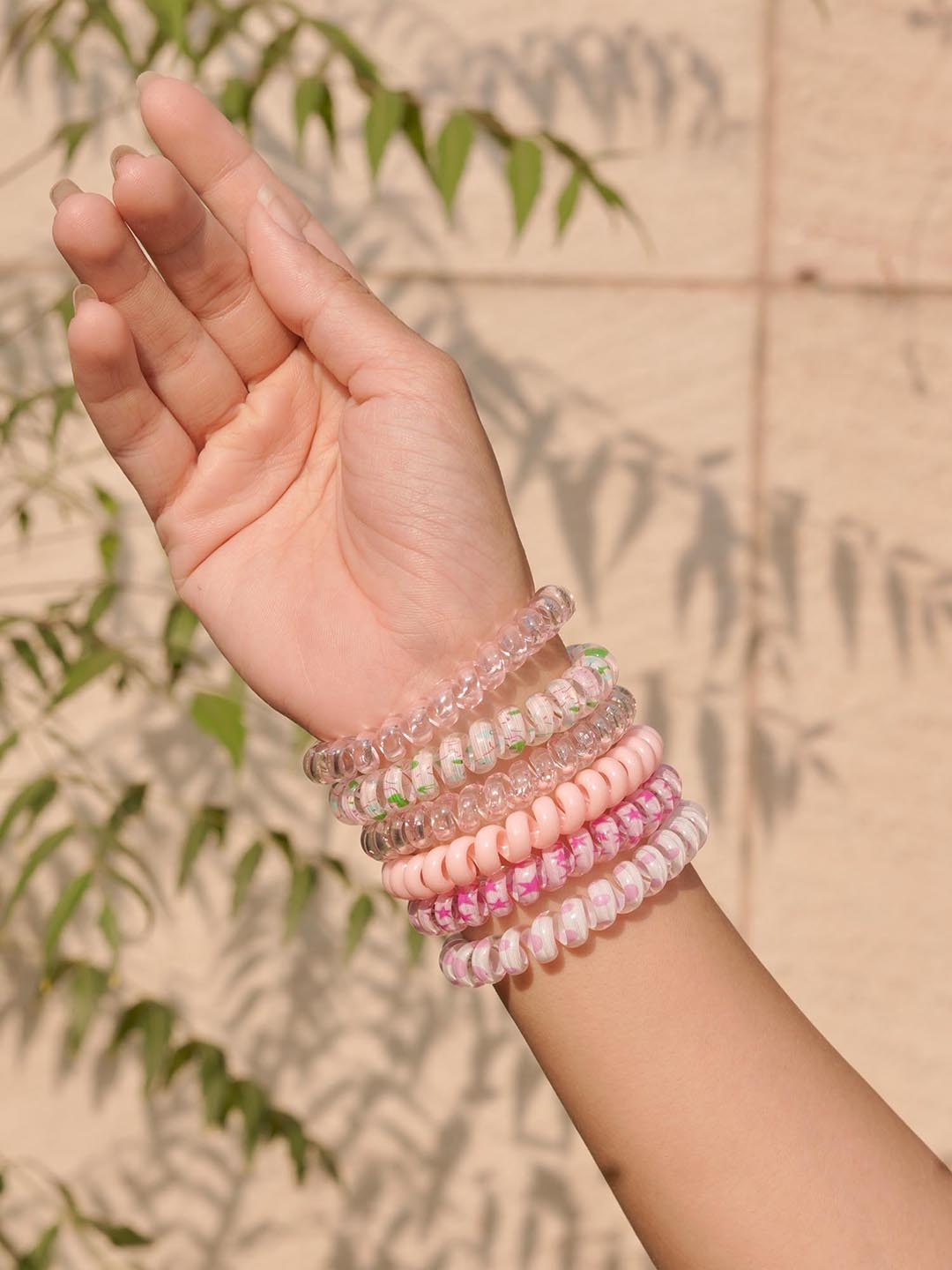 Peach Tangle-Free Spiral Hair Ties Set of 6