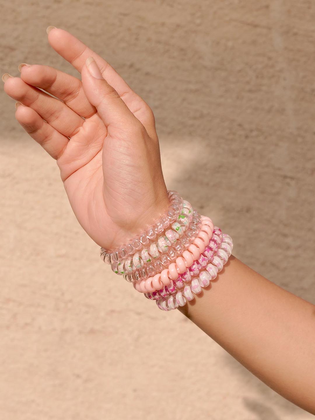 Peach Tangle-Free Spiral Hair Ties Set of 6