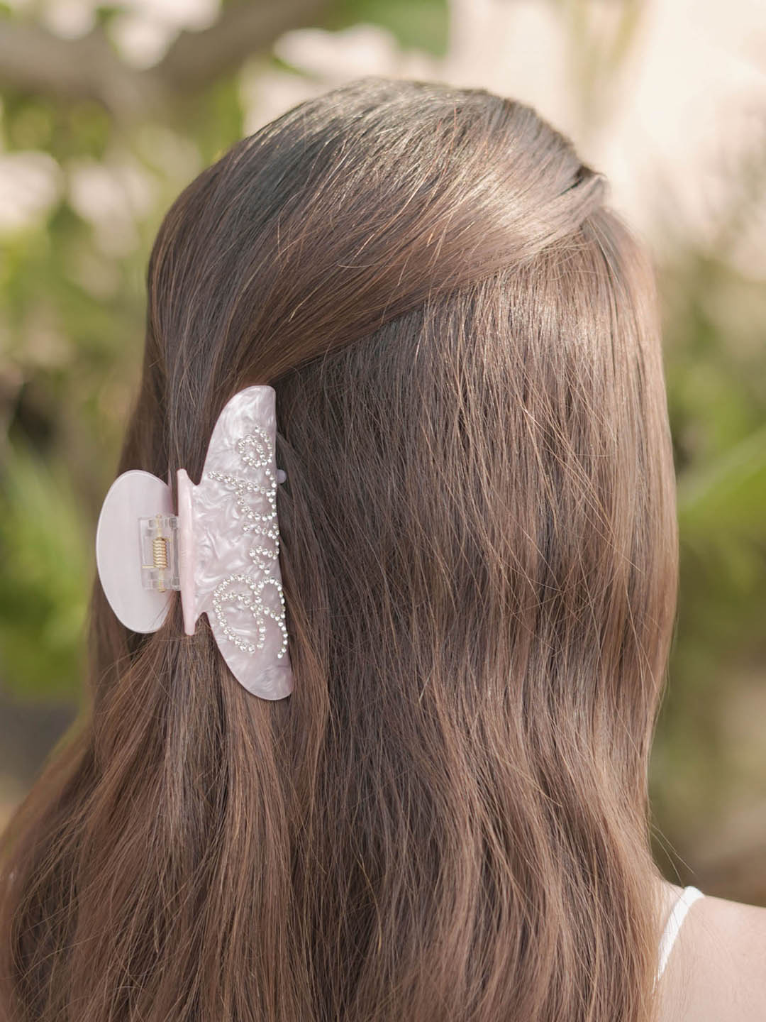 Women Pink Holographic Bride Claw Clip