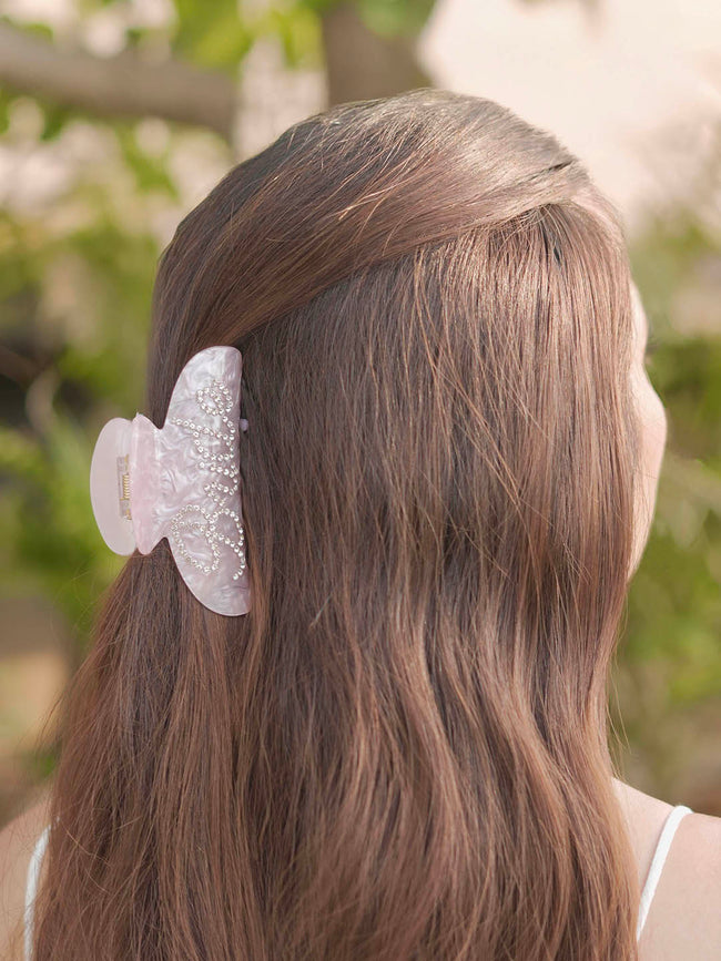 Women Pink Holographic Bride Claw Clip