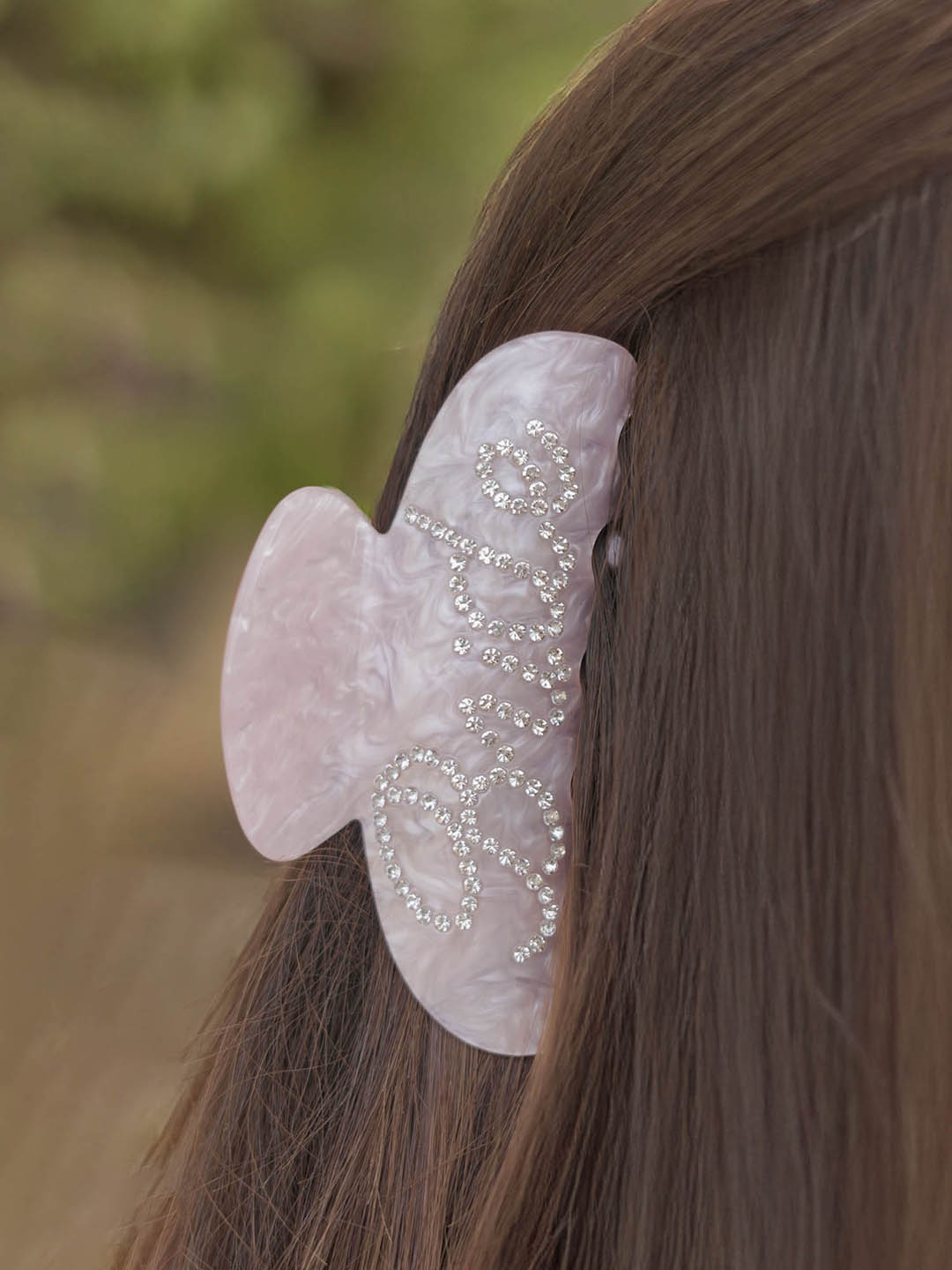 Women Pink Holographic Bride Claw Clip
