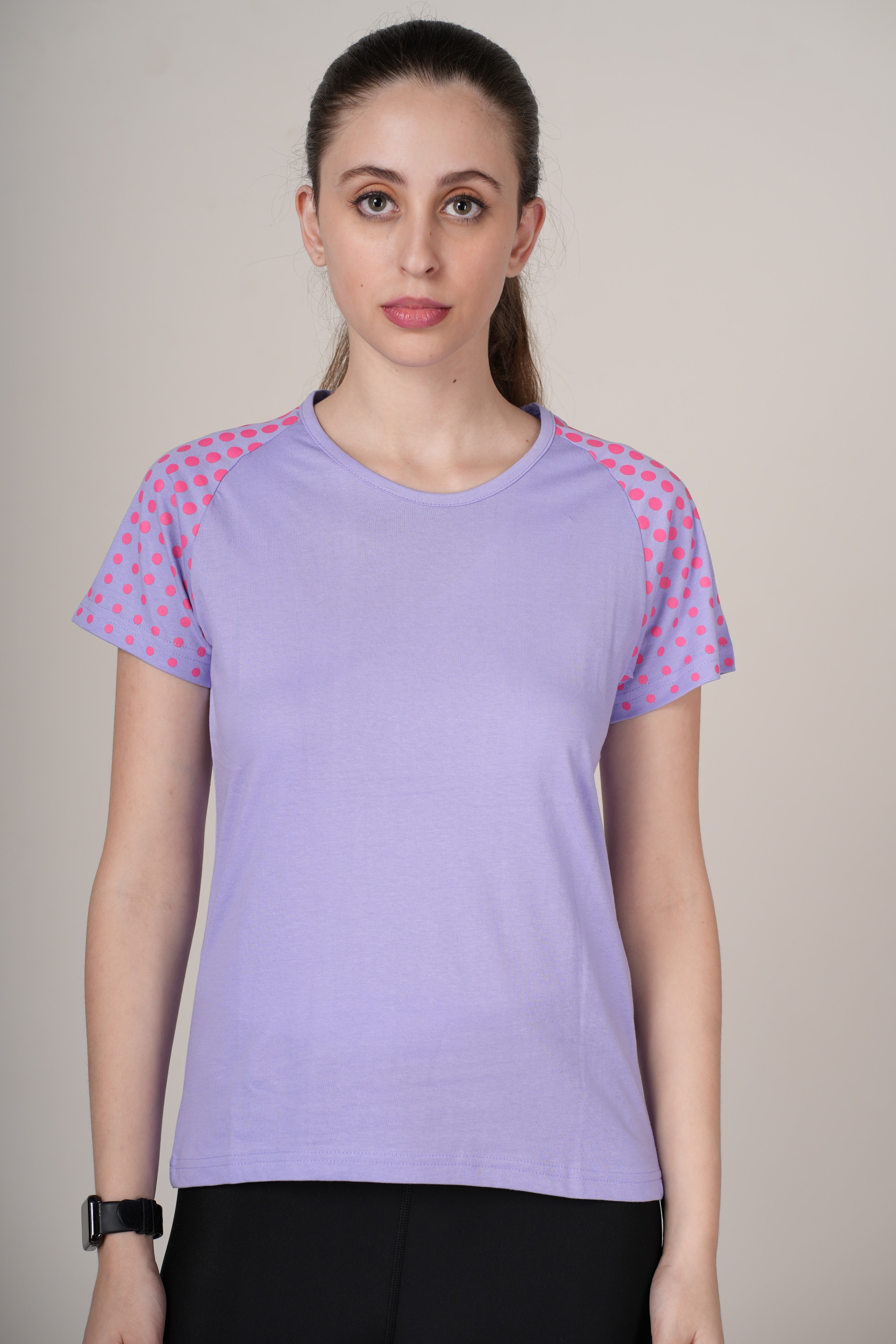 Womens Lavender Cotton Regular T-Shirt