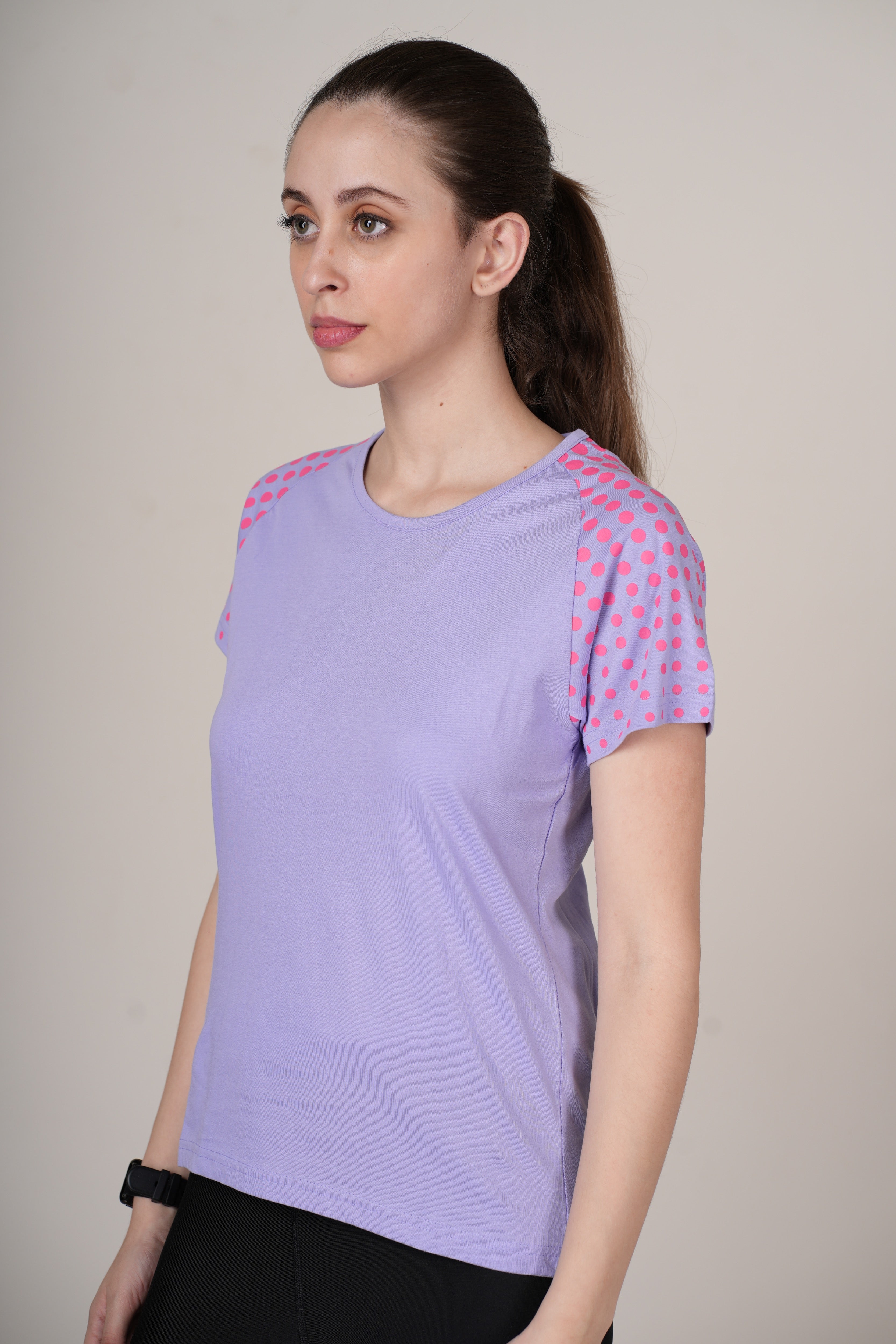 Womens Lavender Cotton Regular T-Shirt