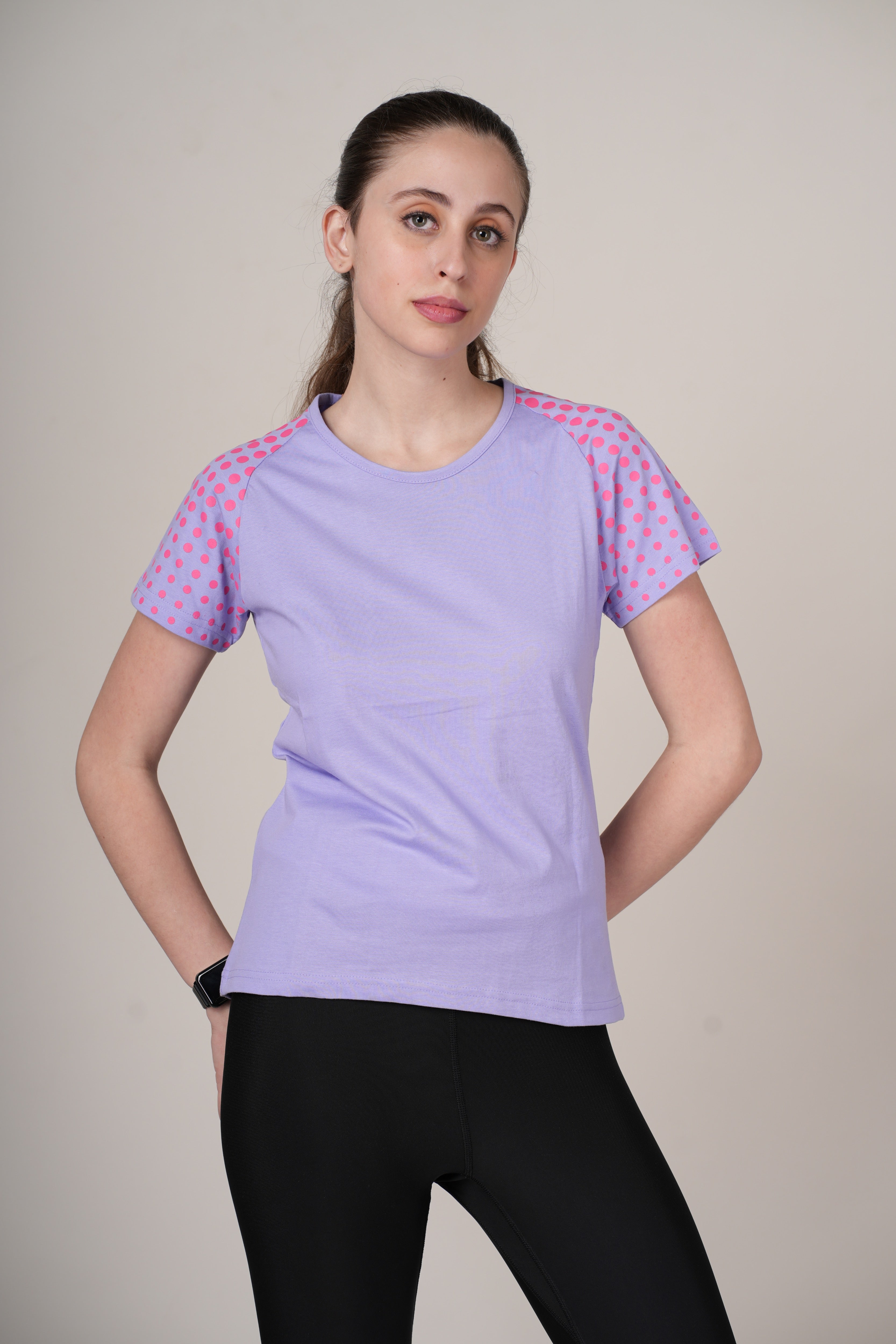 Womens Lavender Cotton Regular T-Shirt