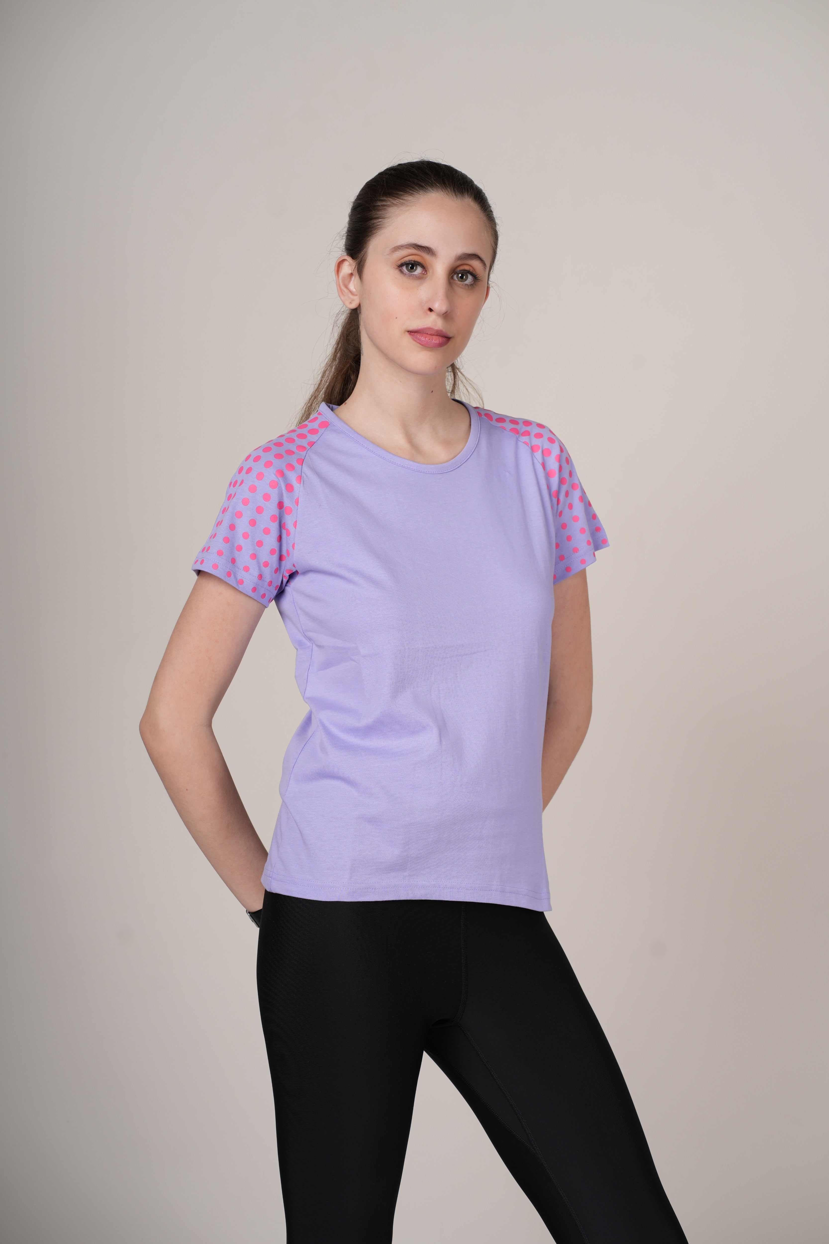Womens Lavender Cotton Regular T-Shirt