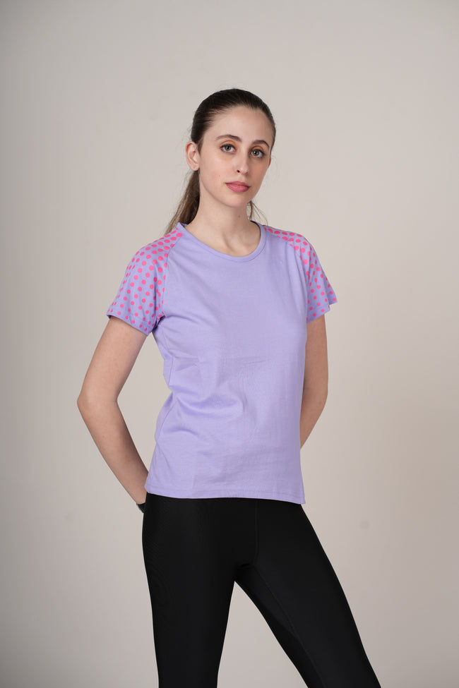 Womens Lavender Cotton Regular T-Shirt