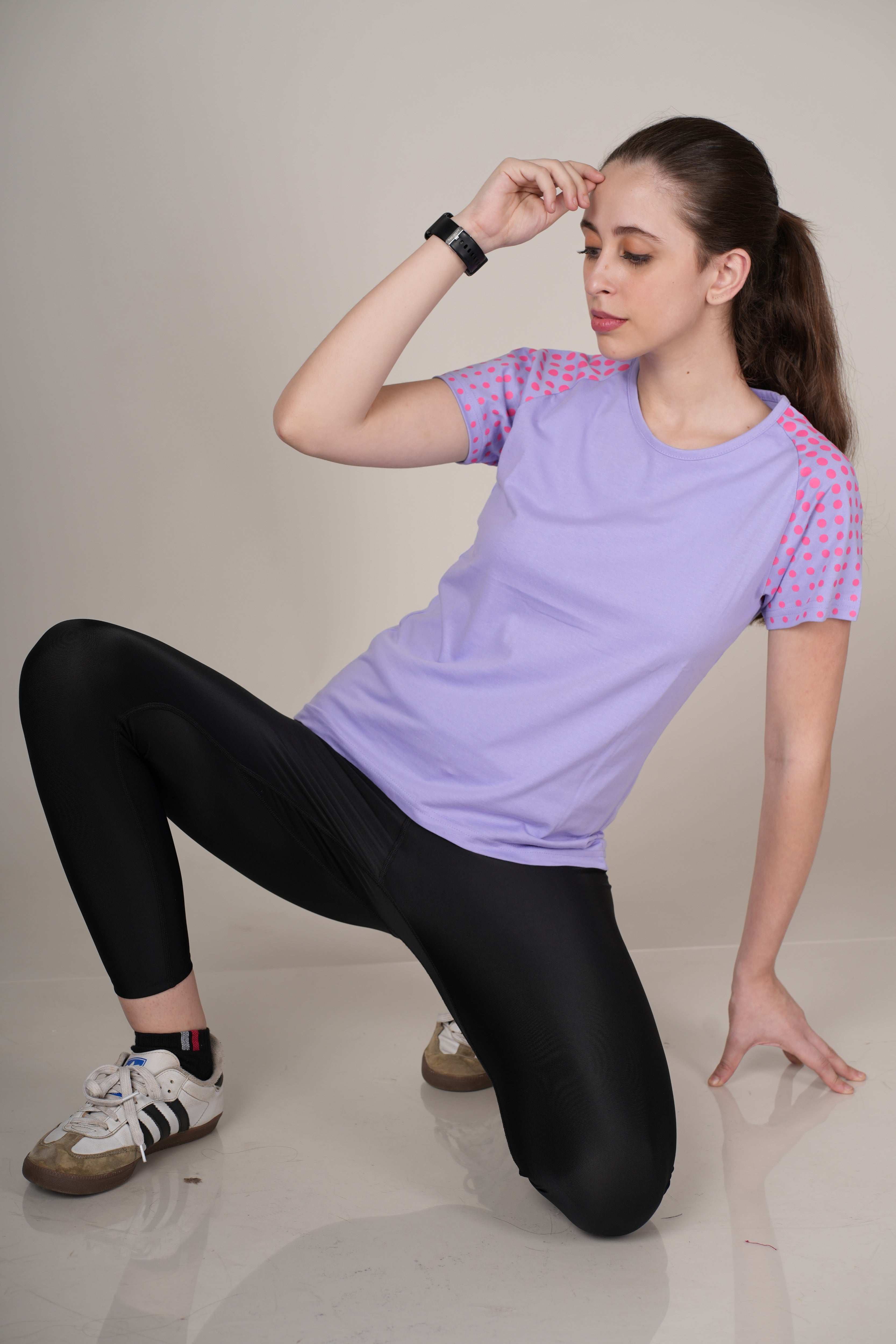 Womens Lavender Cotton Regular T-Shirt