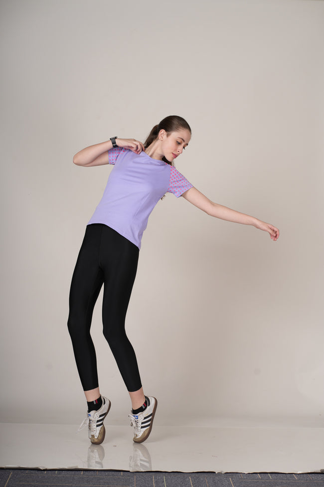 Womens Lavender Cotton Regular T-Shirt