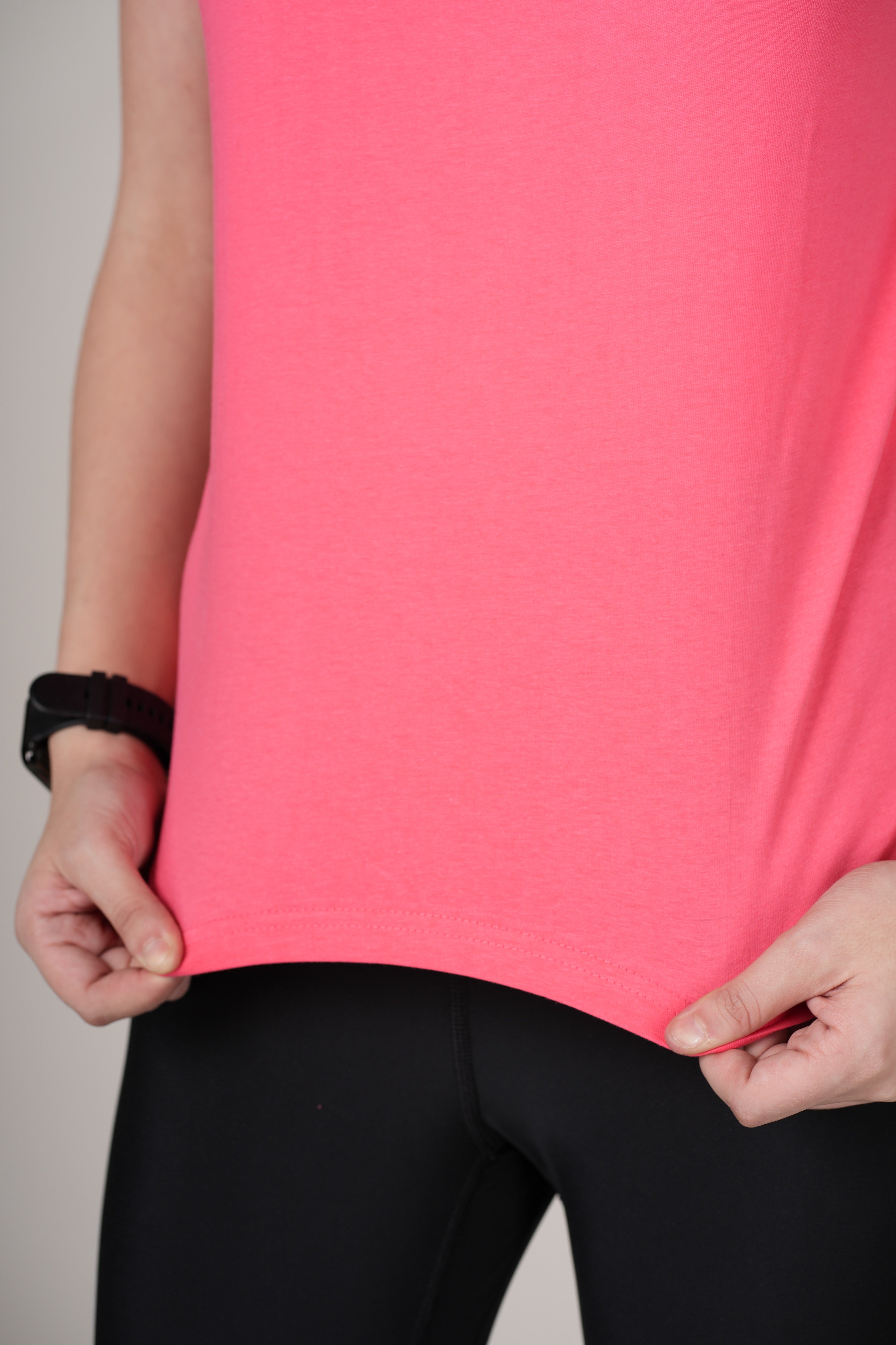 Womens Pink Cotton Regular T-Shirt