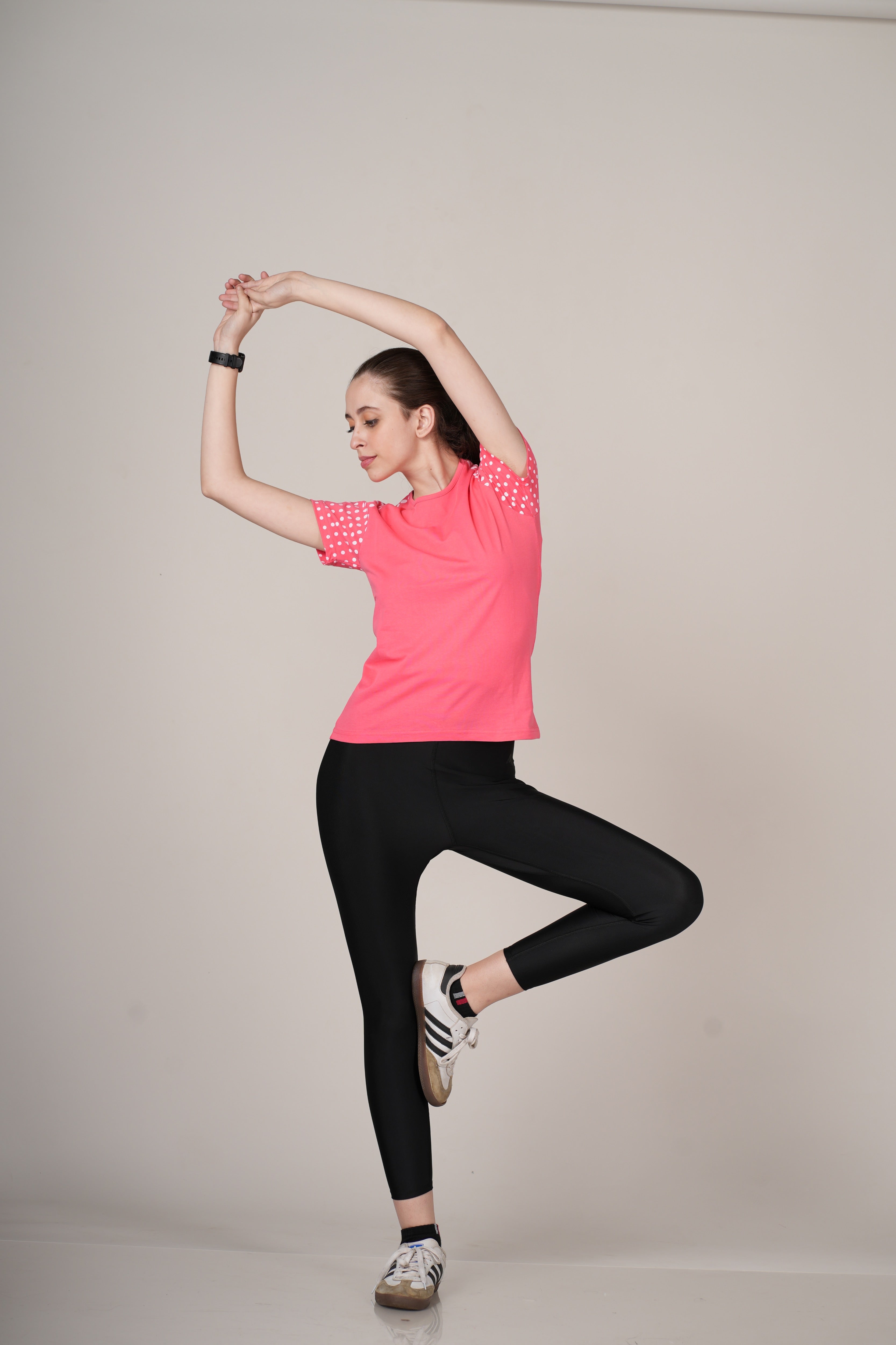 Womens Pink Cotton Regular T-Shirt