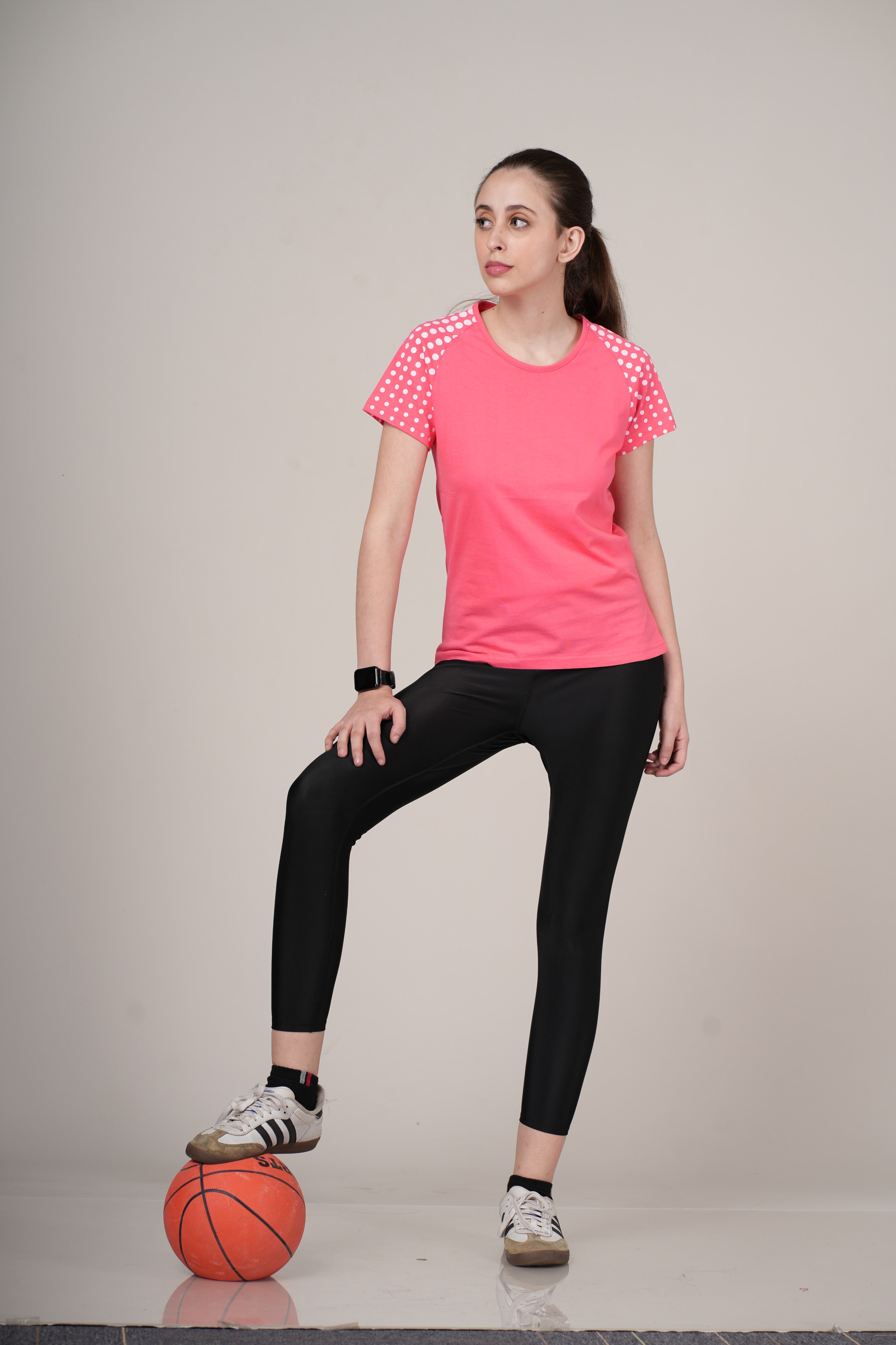 Womens Pink Cotton Regular T-Shirt