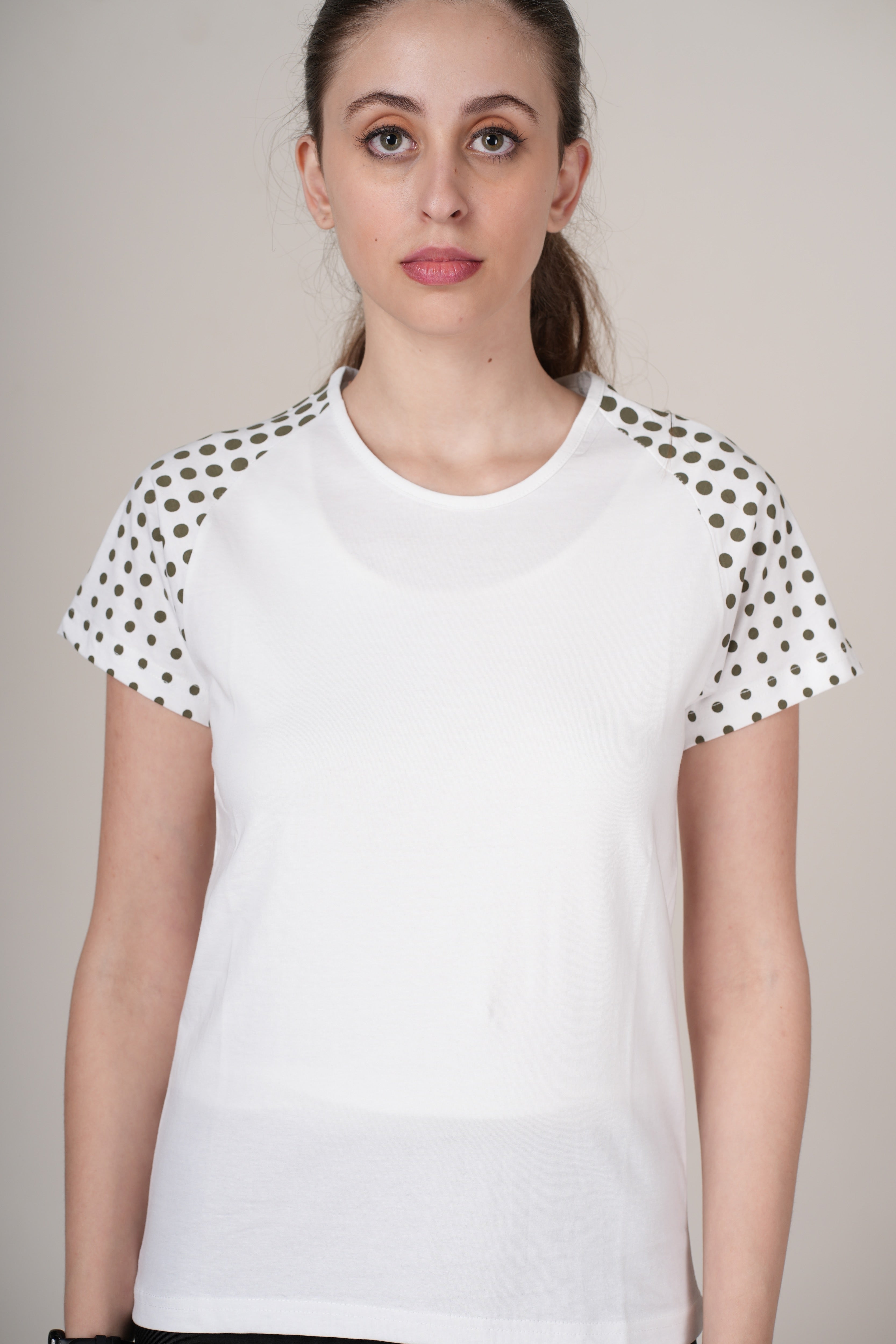 Womens White Cotton Regular T-Shirt