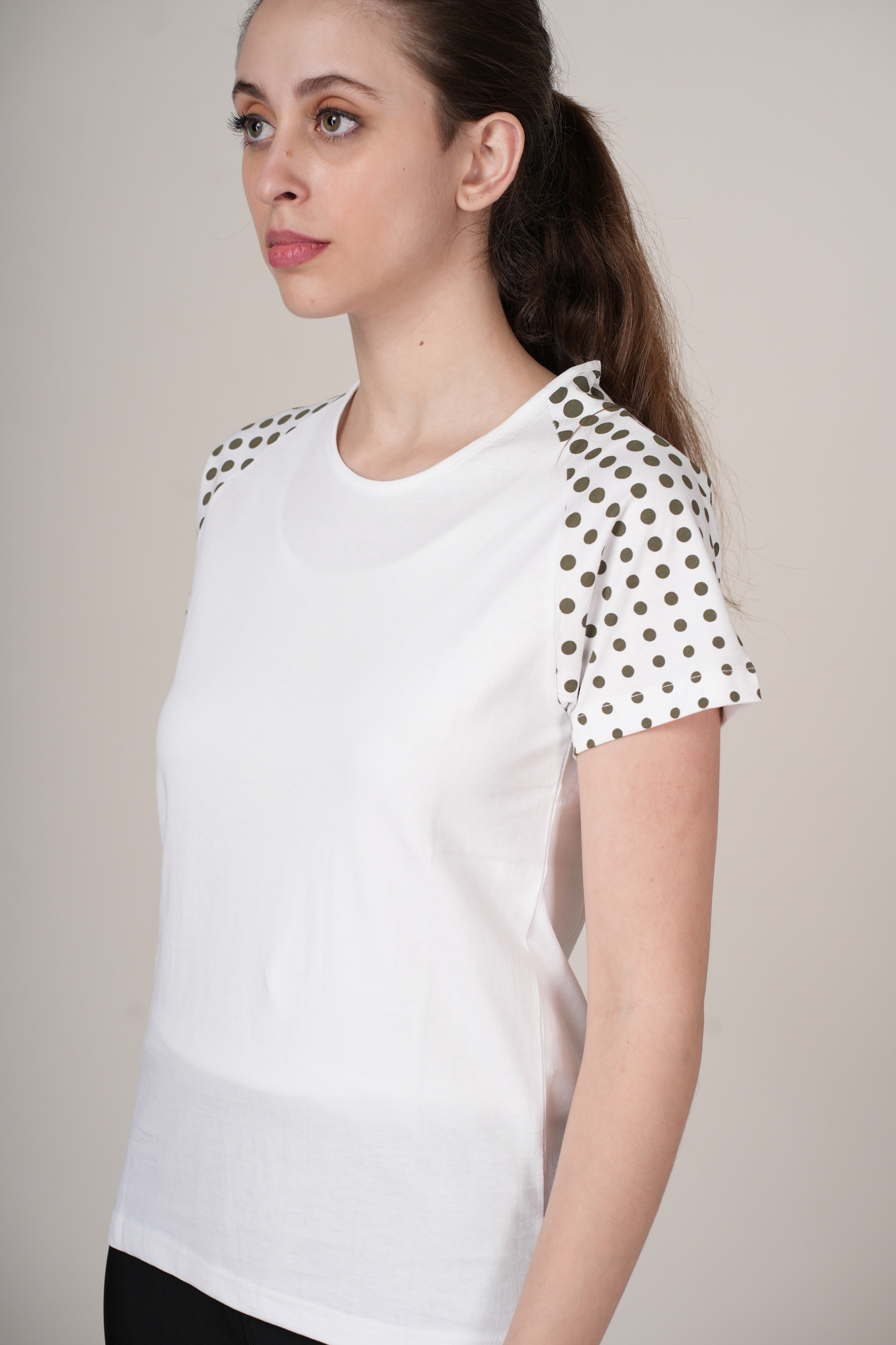 Womens White Cotton Regular T-Shirt