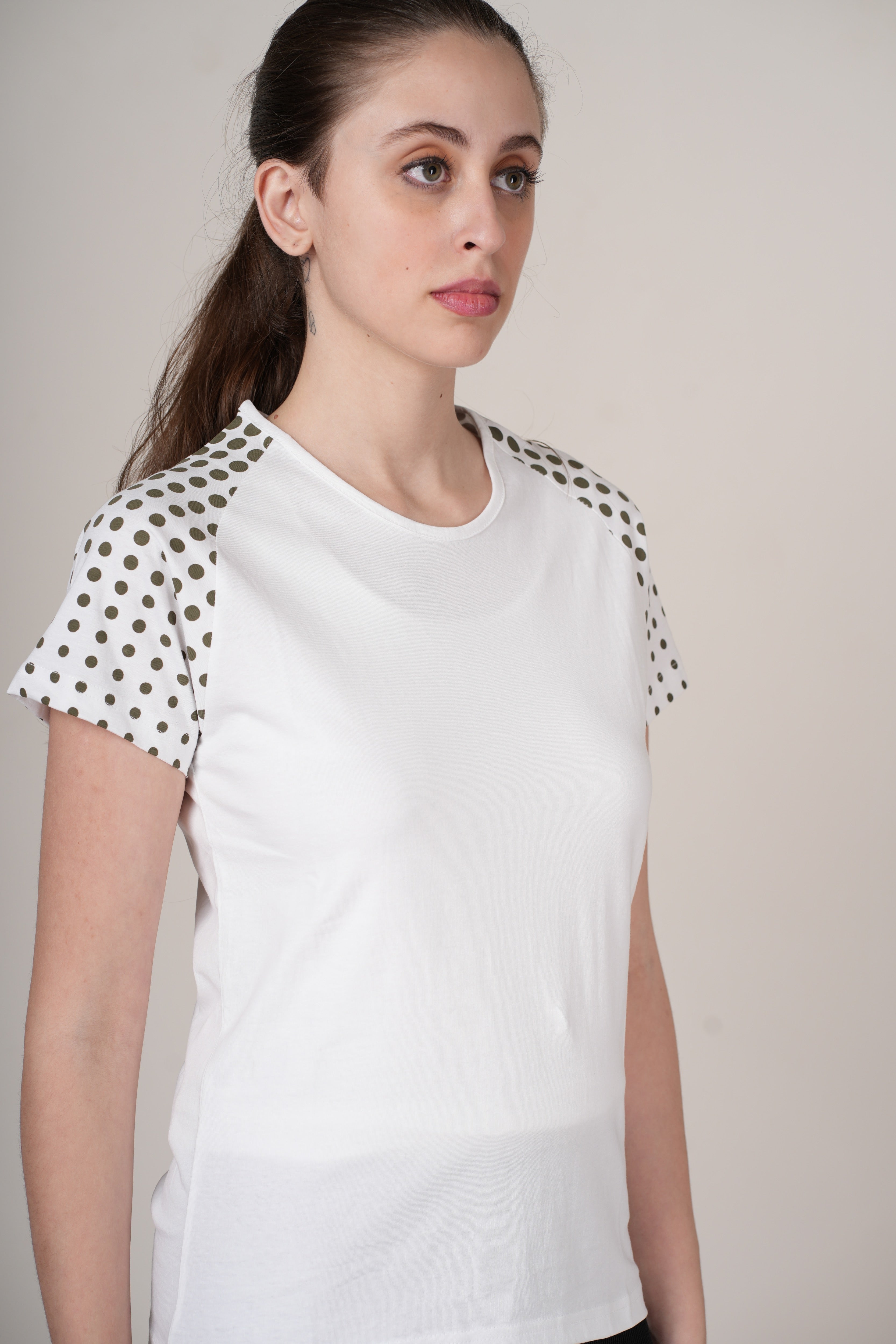 Womens White Cotton Regular T-Shirt