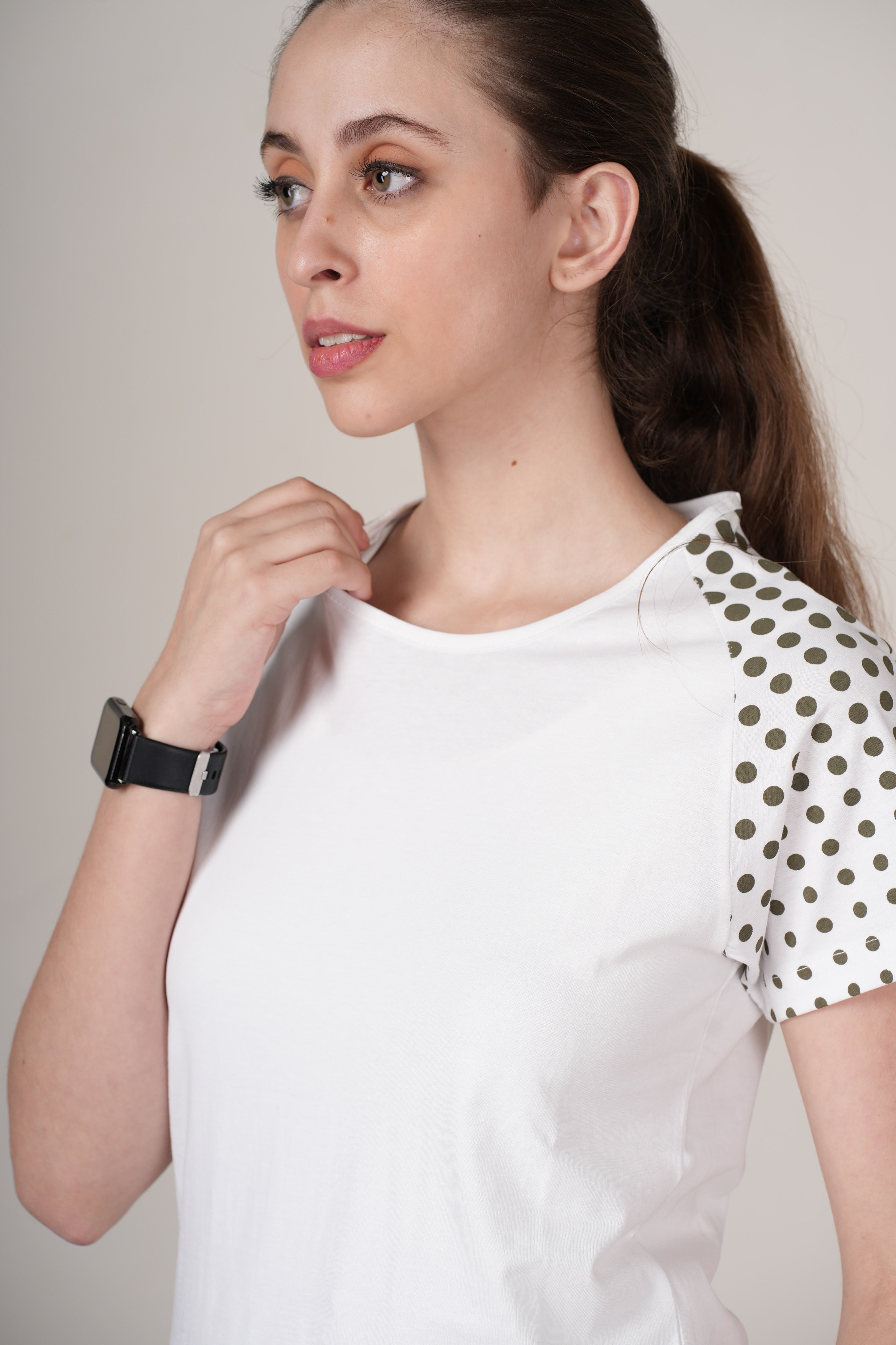 Womens White Cotton Regular T-Shirt