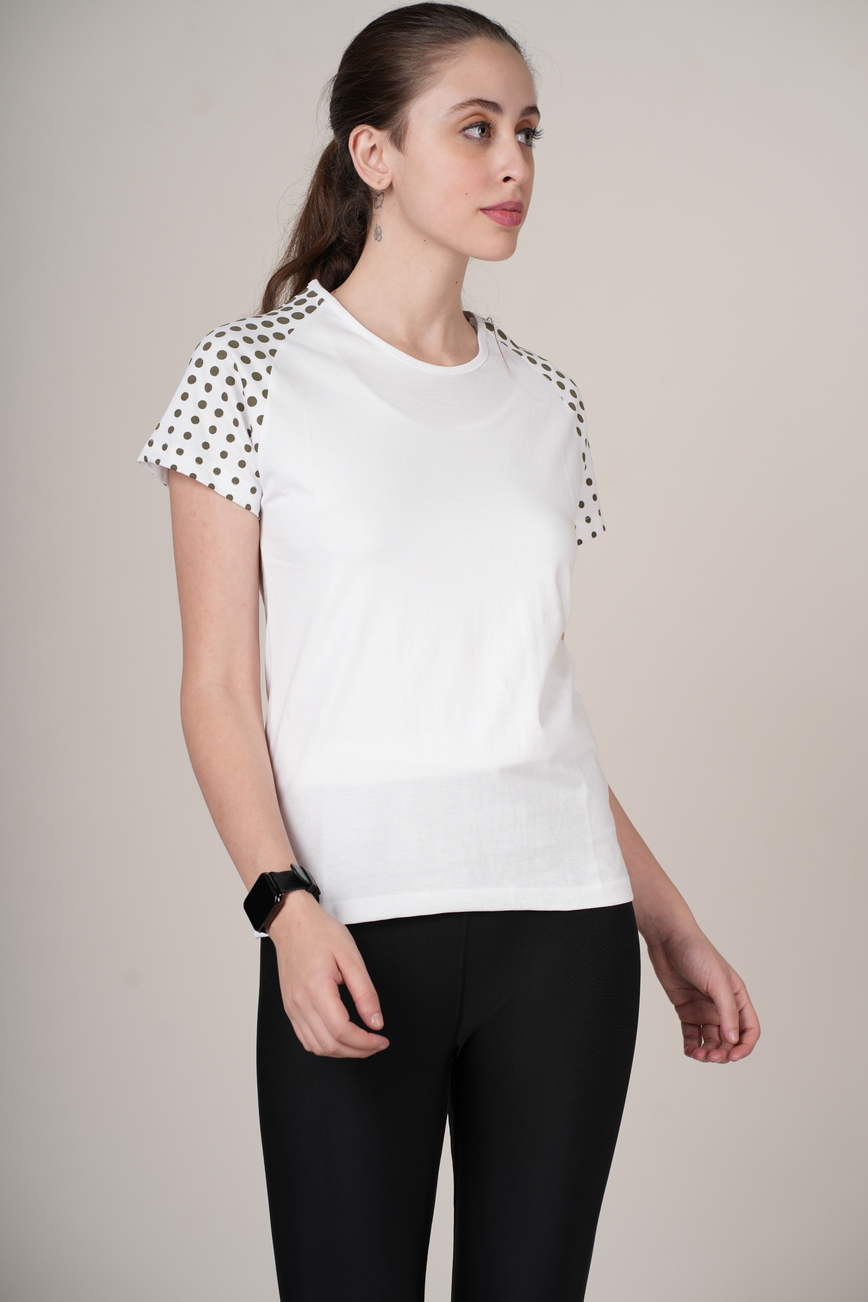 Womens White Cotton Regular T-Shirt