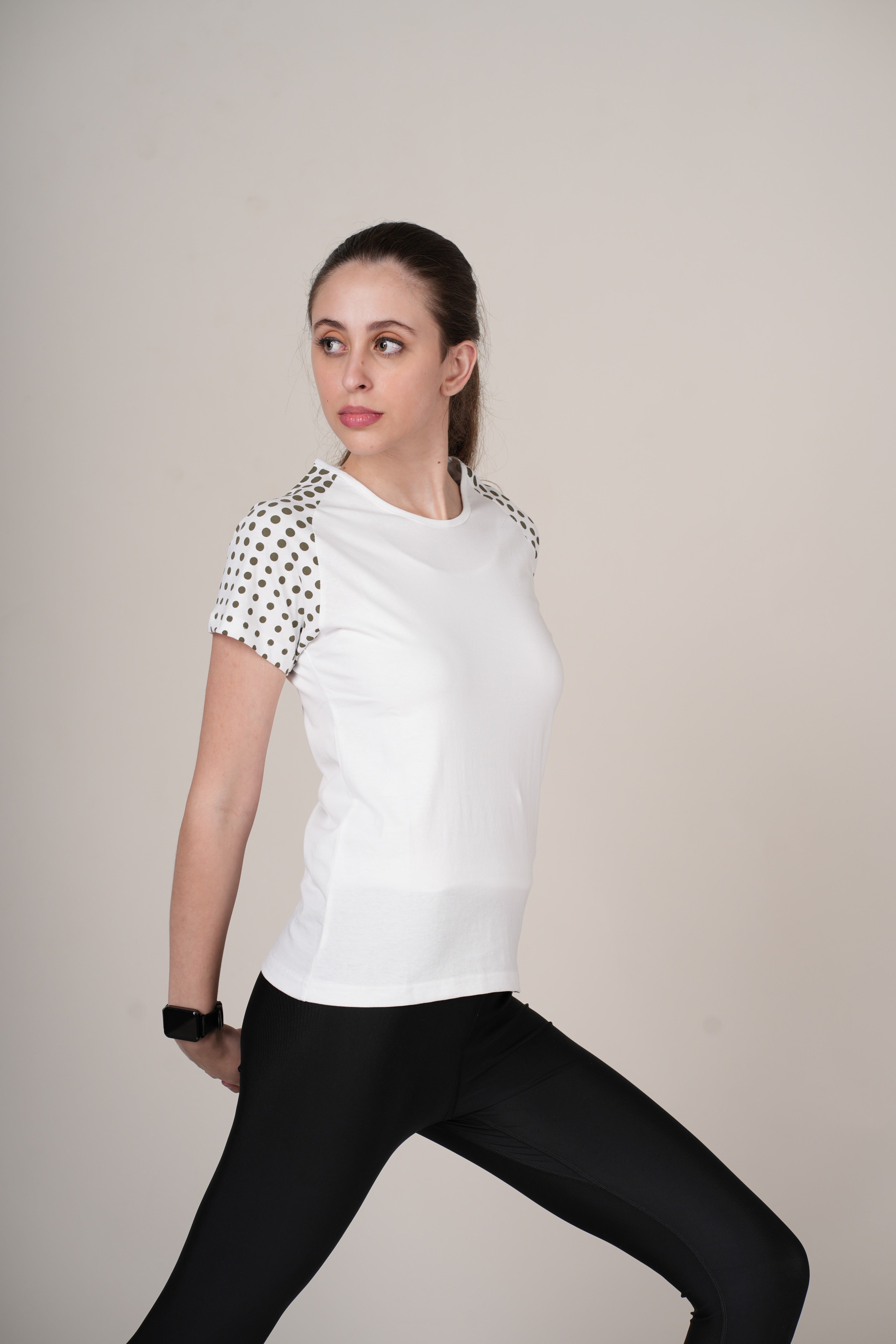 Womens White Cotton Regular T-Shirt