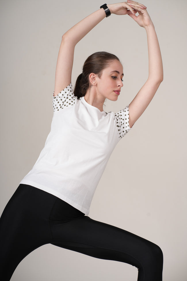 Womens White Cotton Regular T-Shirt