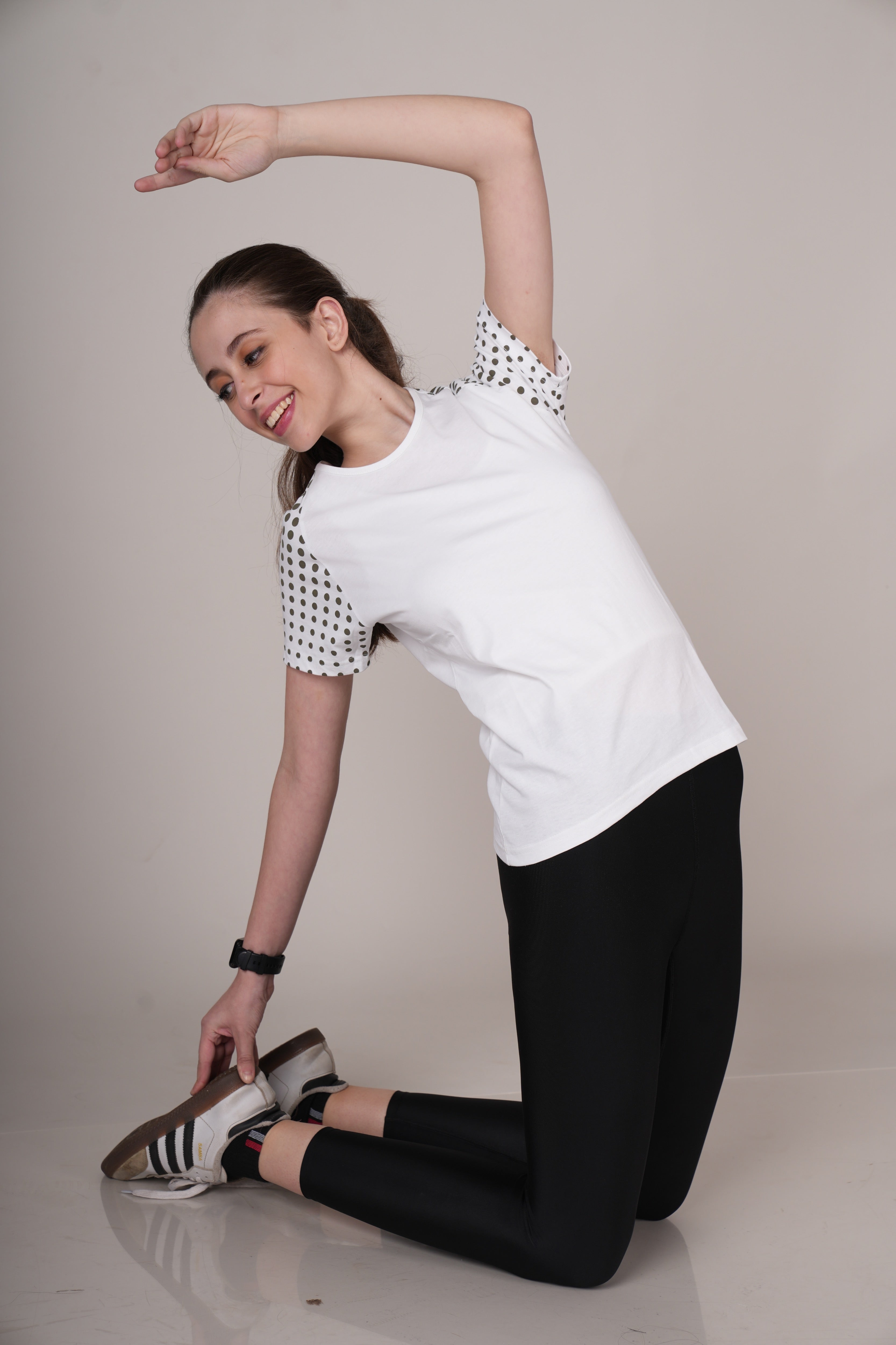 Womens White Cotton Regular T-Shirt