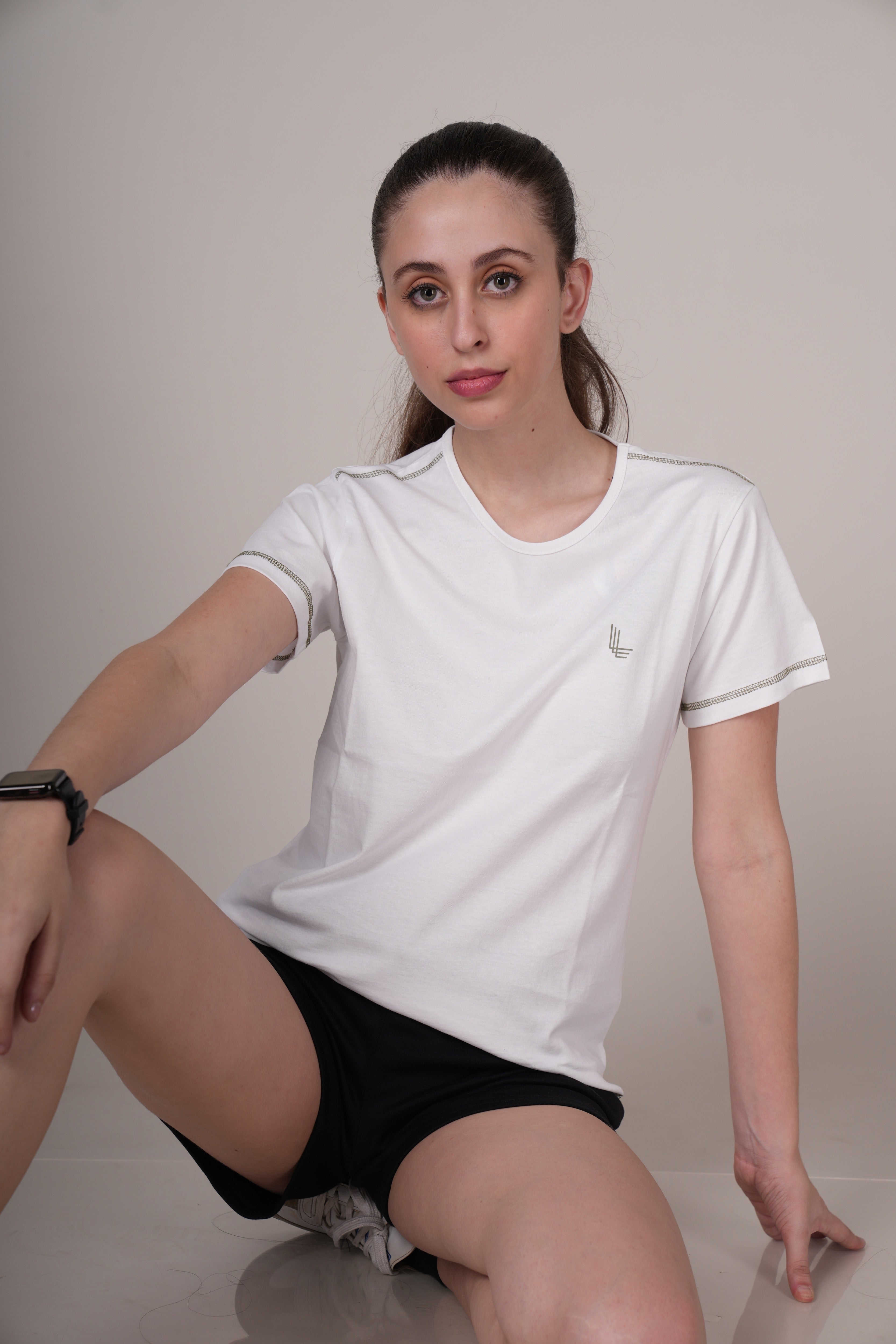 Womens White Cotton Regular T-Shirt