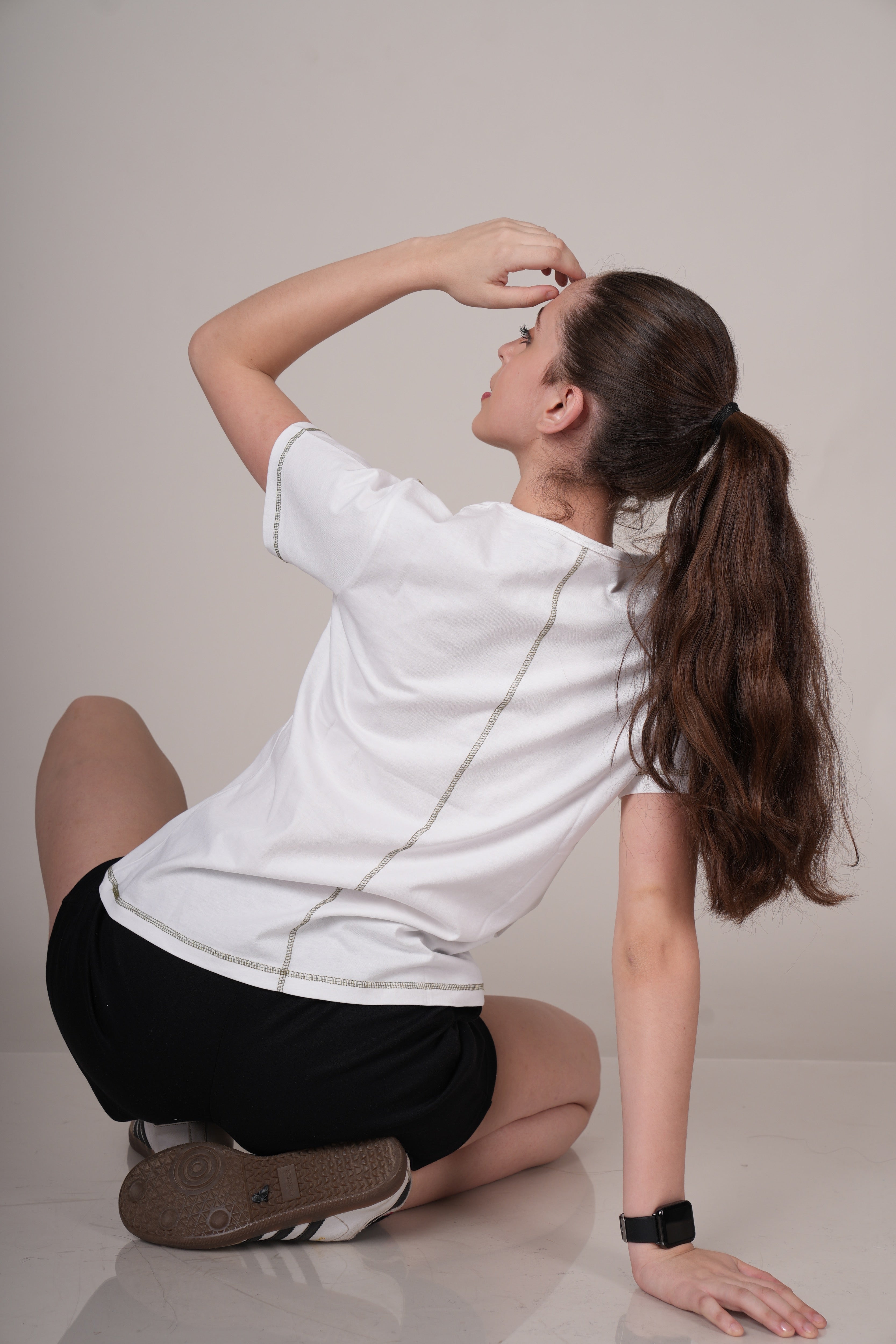 Womens White Cotton Regular T-Shirt